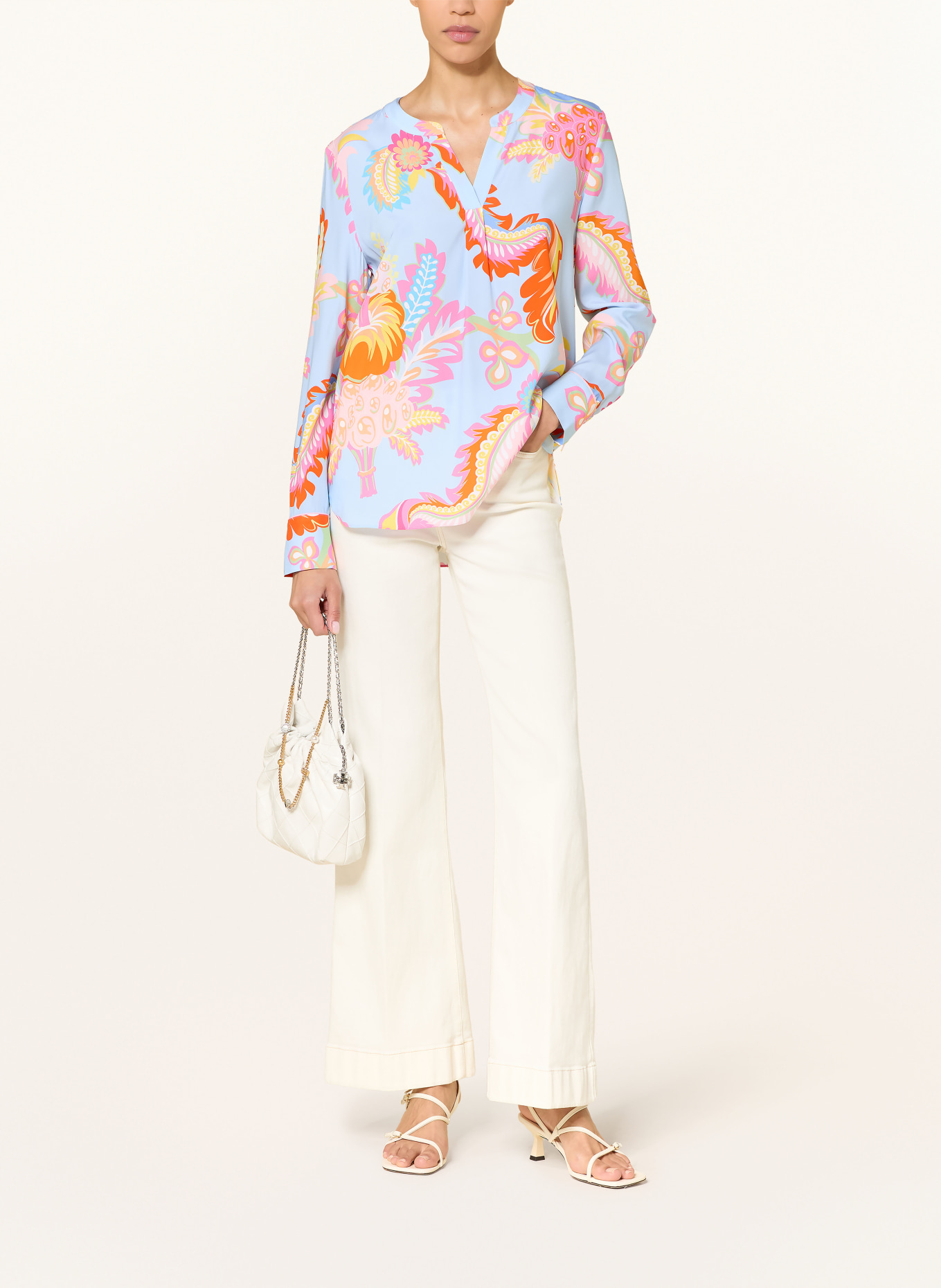 HERZENS Silk blouse shirt: LIGHT BLUE / PINK / ORANGE
