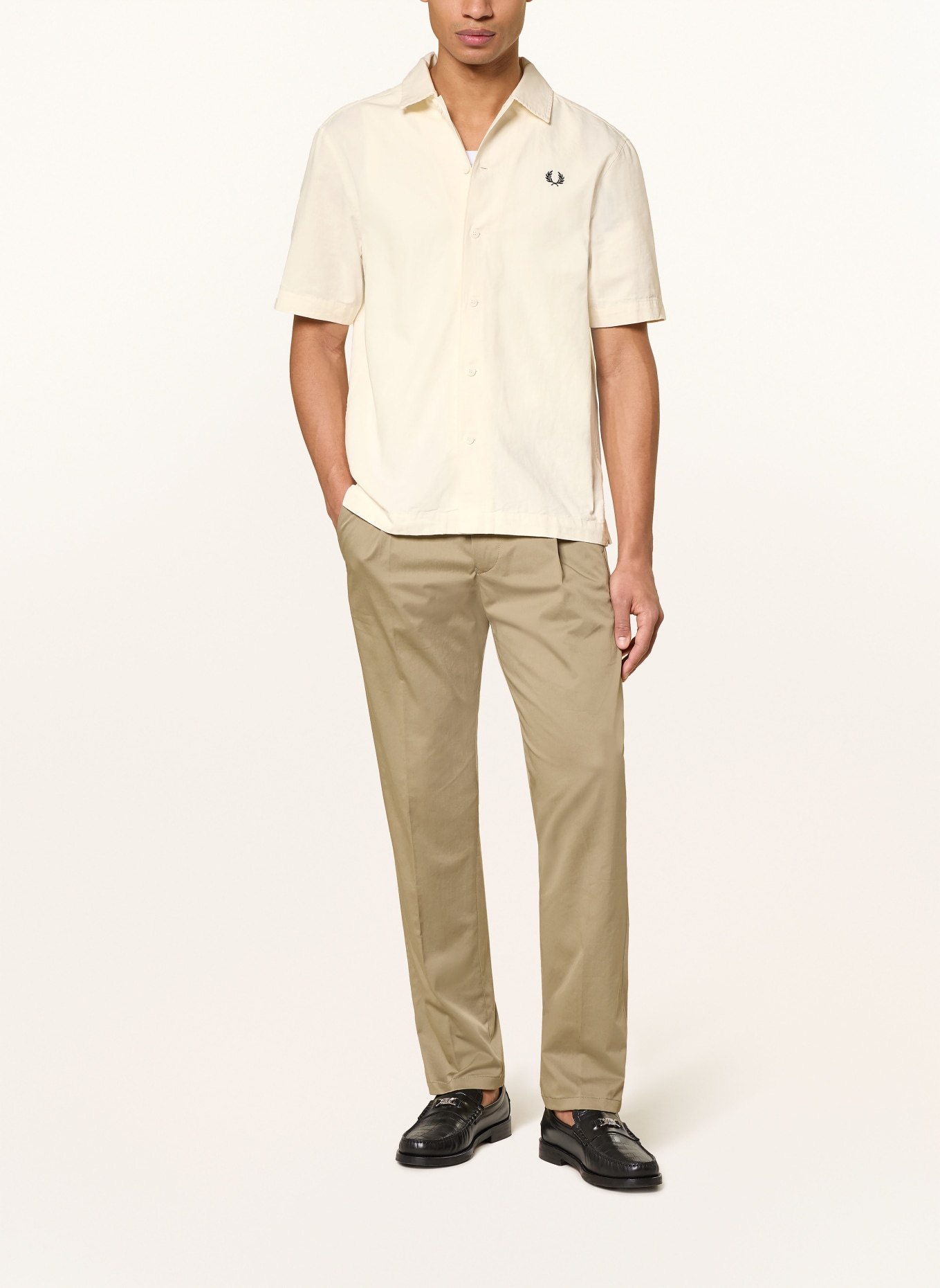 FRED PERRY Short-sleeved Comfort Fit shirt: ECRU