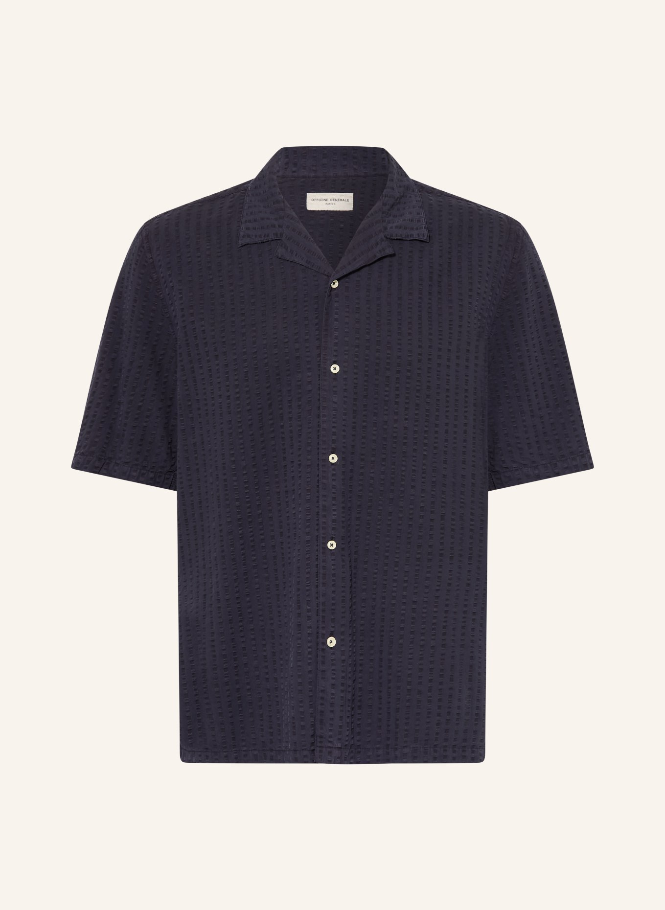 Officine Générale Leinenhemd BENOIT Slim Fit: DUNKELBLAU