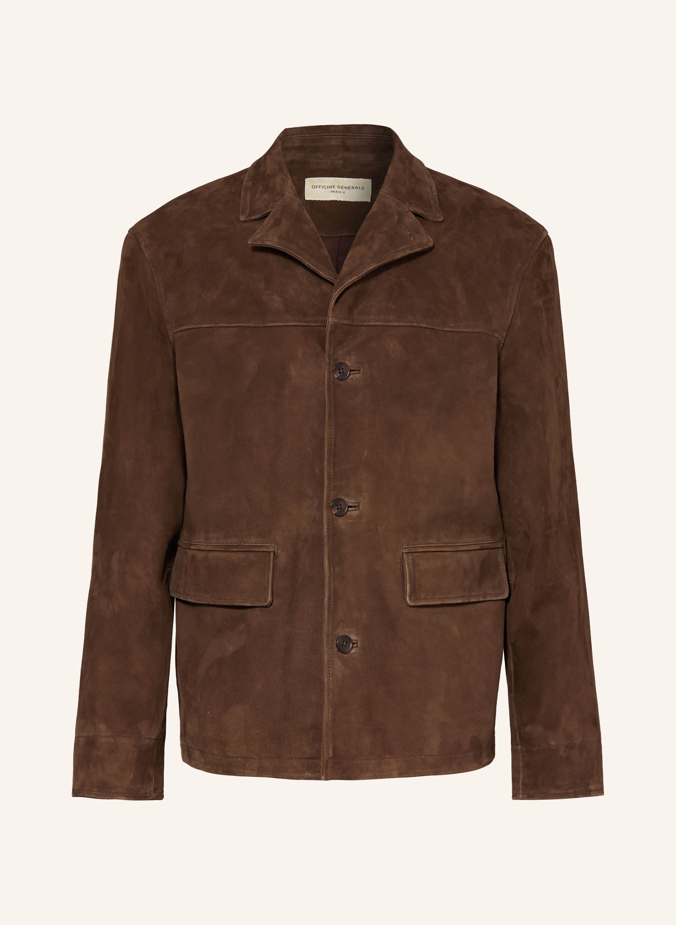 Officine Générale ERICKSON leather overjacket: BROWN