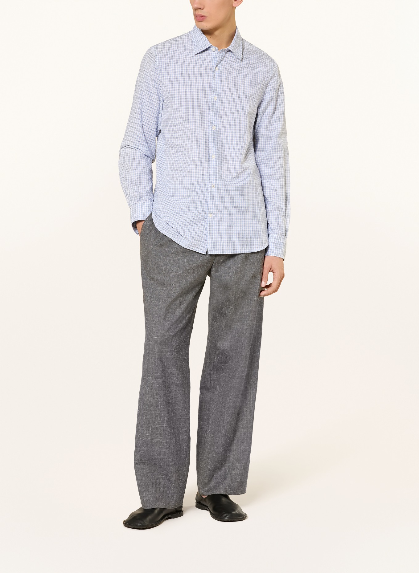 Officine Générale YOUNES Comfort Fit shirt: LIGHT BLUE / WHITE