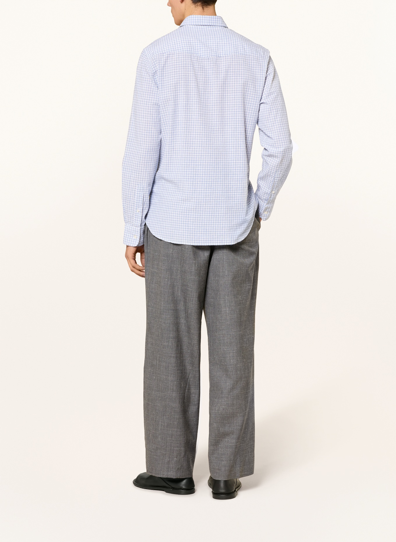 Officine Générale YOUNES Comfort Fit shirt: LIGHT BLUE / WHITE