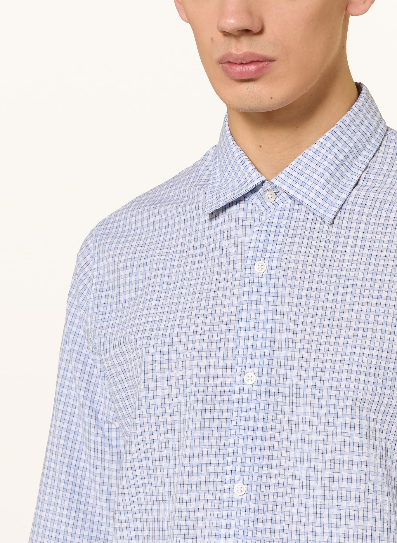Officine Générale YOUNES Comfort Fit shirt: LIGHT BLUE / WHITE