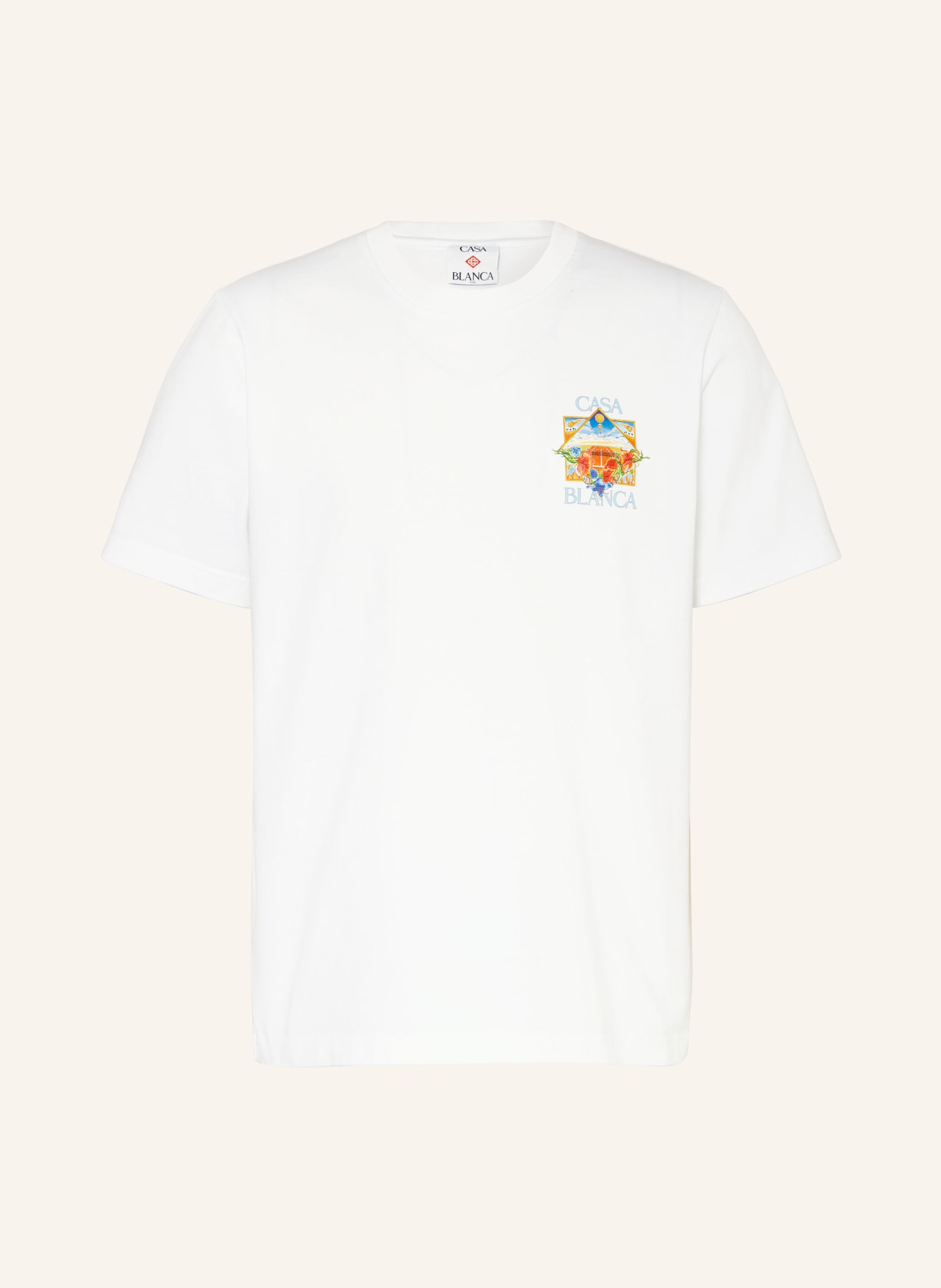Casablanca T-Shirt: WEISS / ORANGE / HELLBLAU