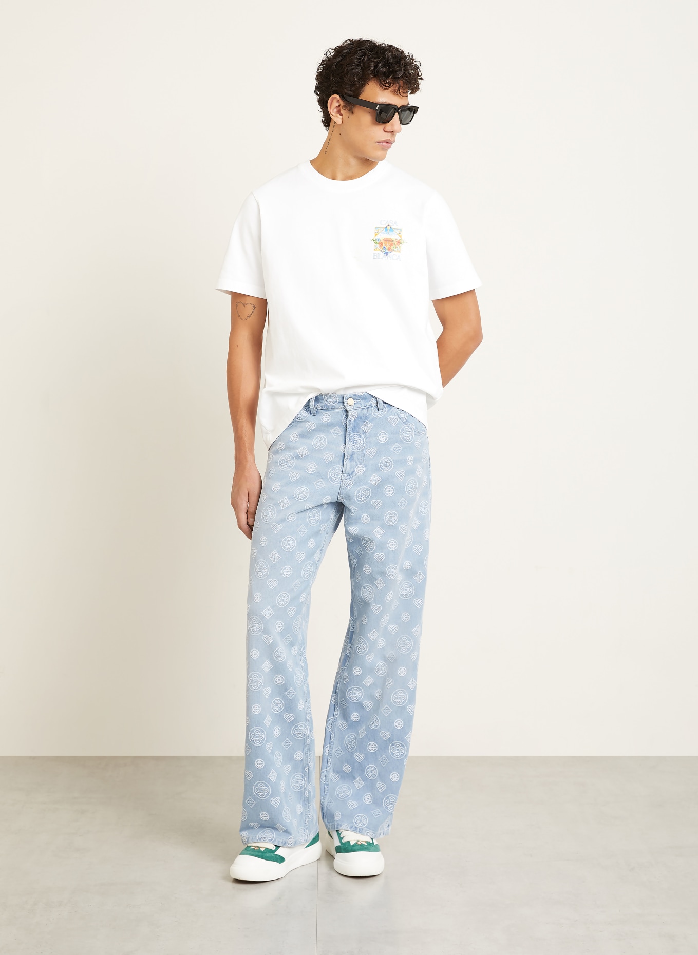 Casablanca T-Shirt: WEISS / ORANGE / HELLBLAU