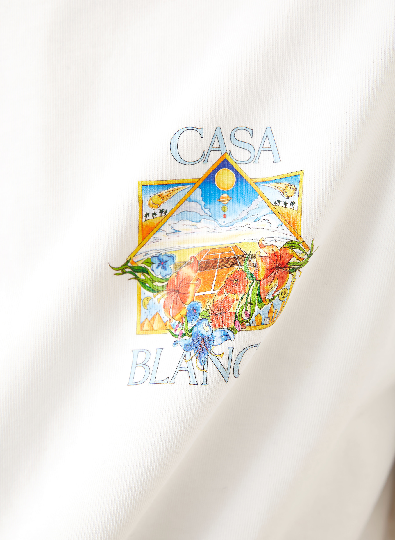 Casablanca T-Shirt: WEISS / ORANGE / HELLBLAU