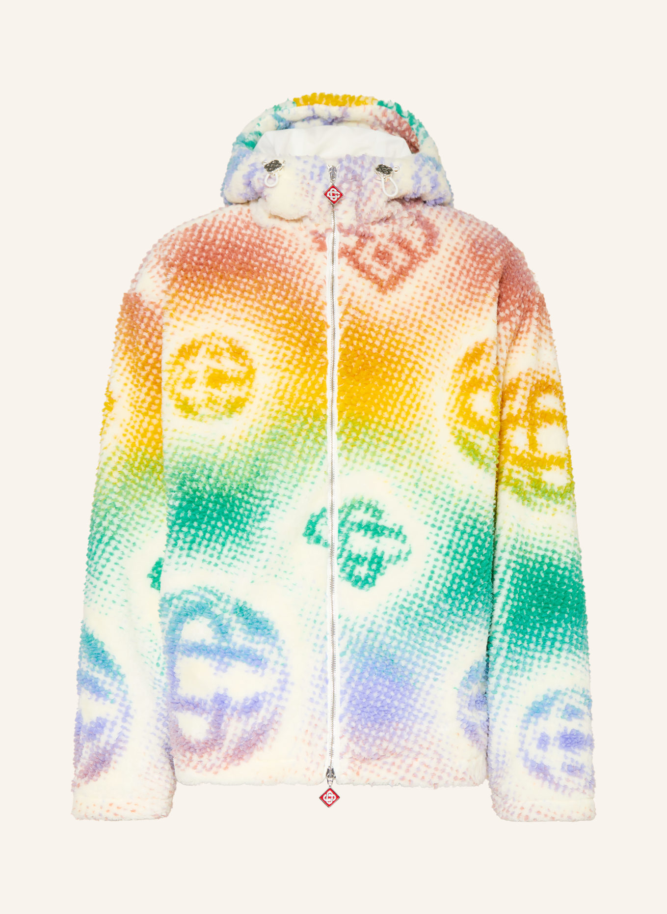 Casablanca fleece jacket: WHITE / ORANGE / TURQUOISE