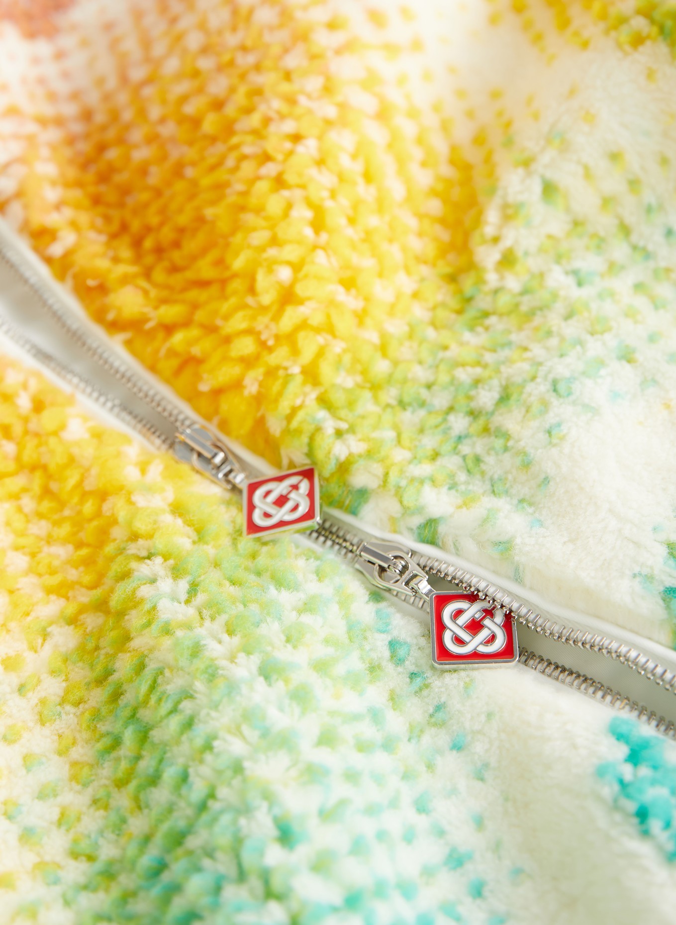 Casablanca fleece jacket: WHITE / ORANGE / TURQUOISE