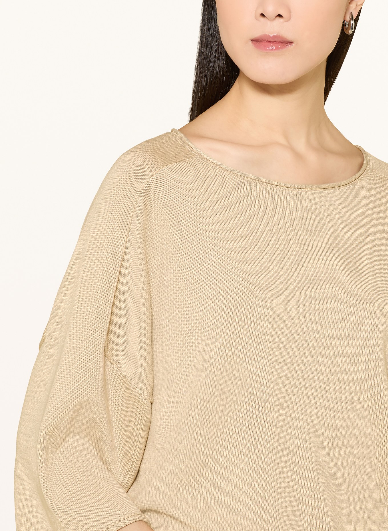 REPEAT Oversized svetr s 3/4 rukávy: BÉŽOVÁ