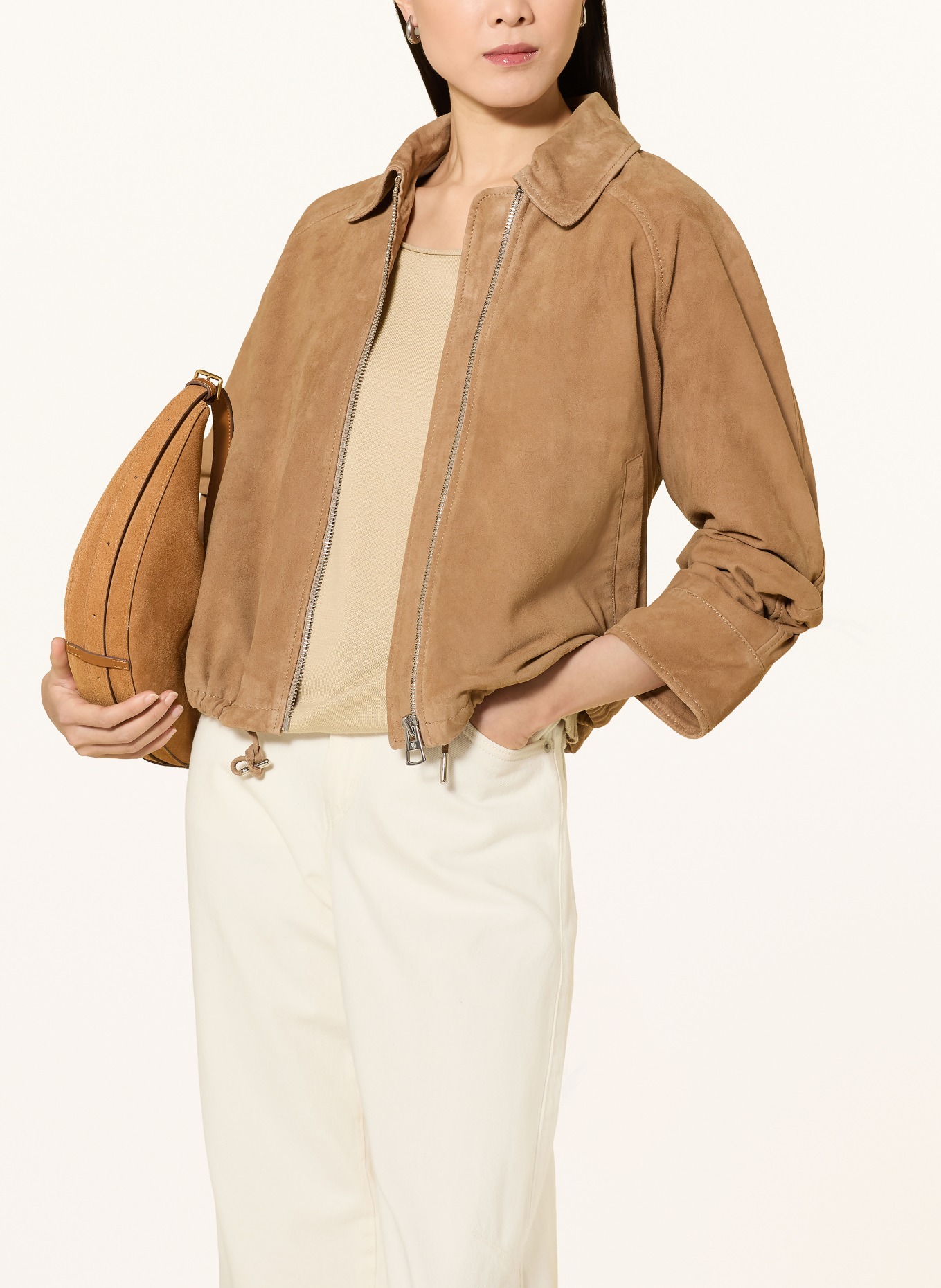 REPEAT Oversized svetr s 3/4 rukávy: BÉŽOVÁ