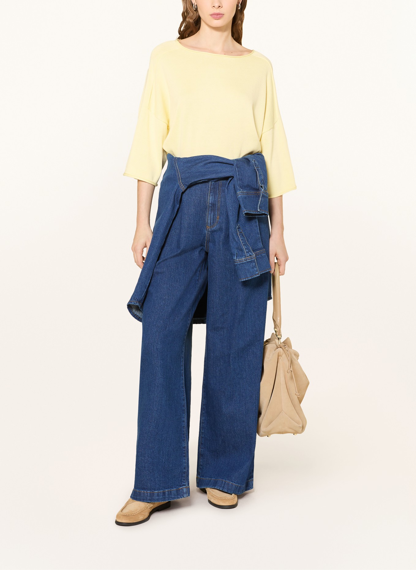 REPEAT Oversized svetr s 3/4 rukávy: ŽLUTÁ