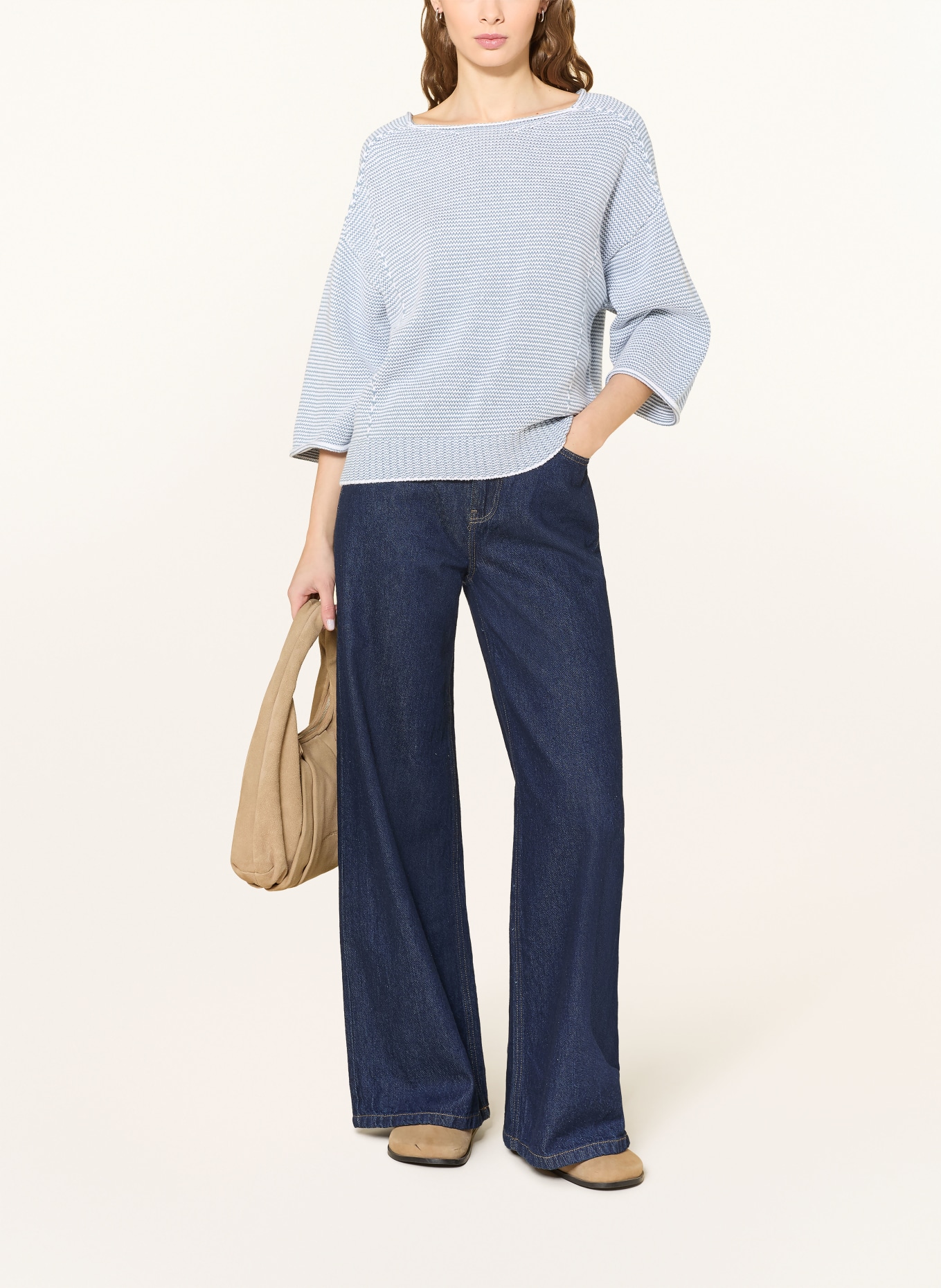 REPEAT Svetr s 3/4 rukávem: ČERNOŠEDÁ / BÍLÁ