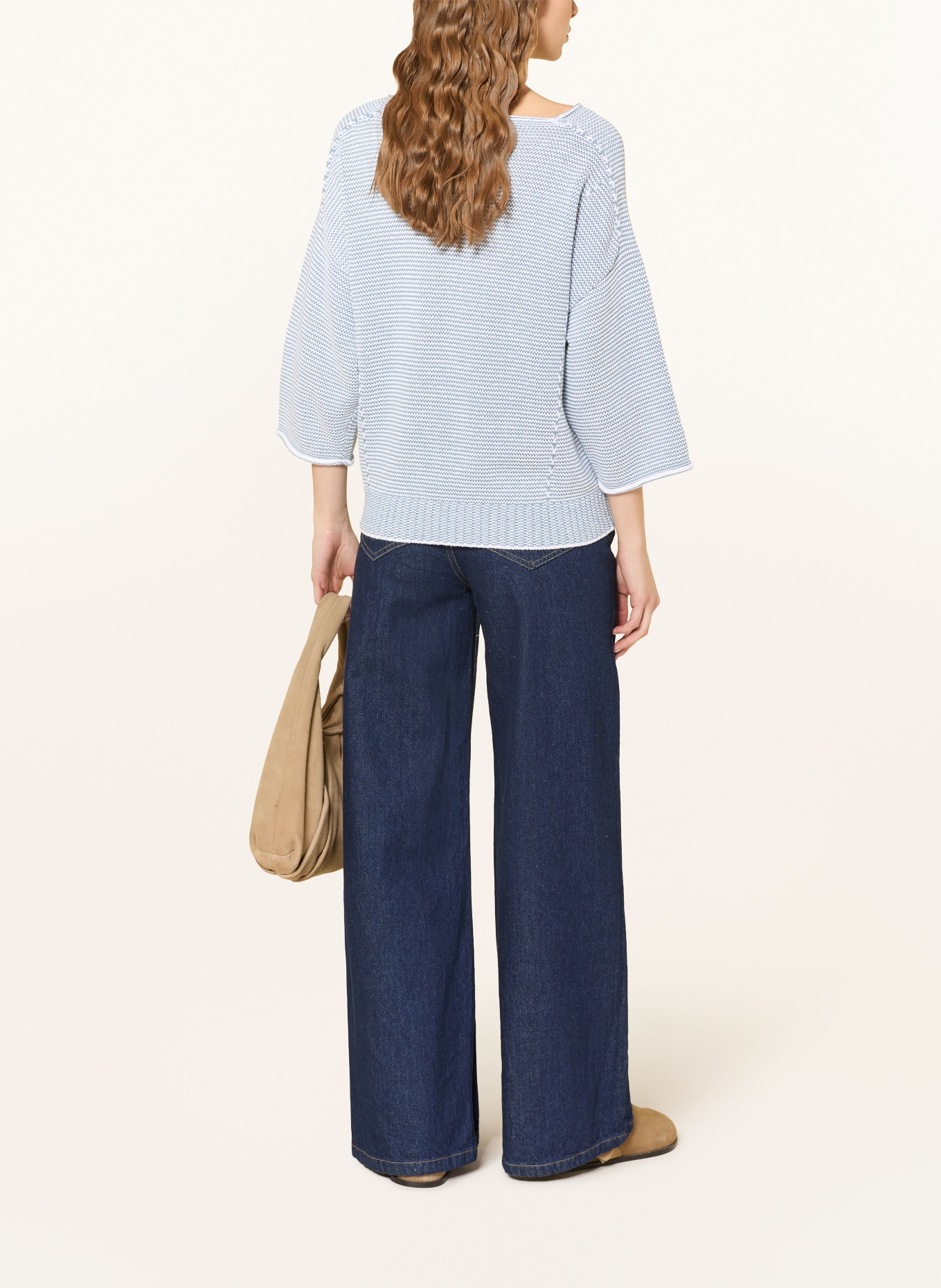 REPEAT Svetr s 3/4 rukávem: ČERNOŠEDÁ / BÍLÁ