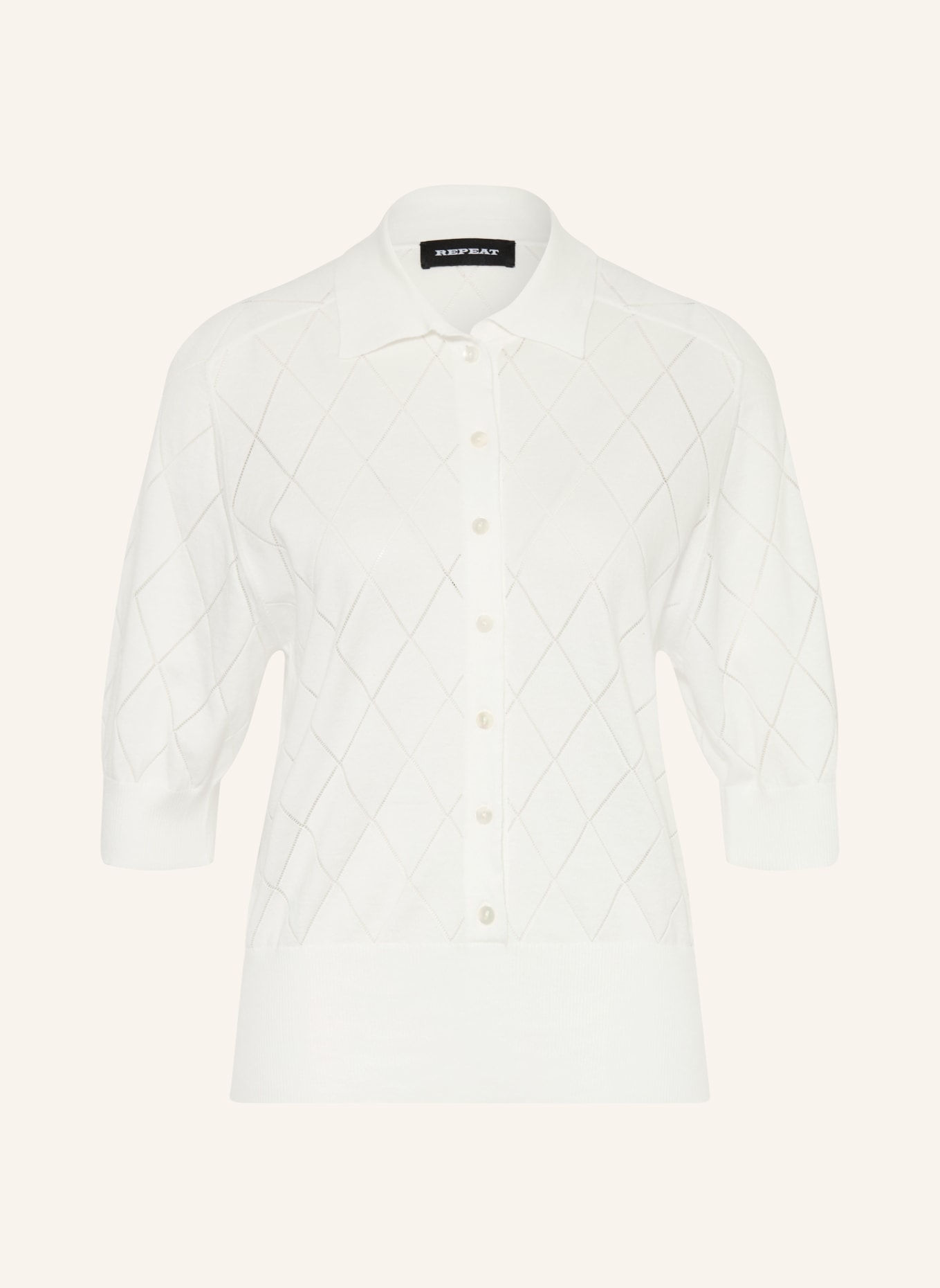 REPEAT Pletené polo tričko: BÍLÁ