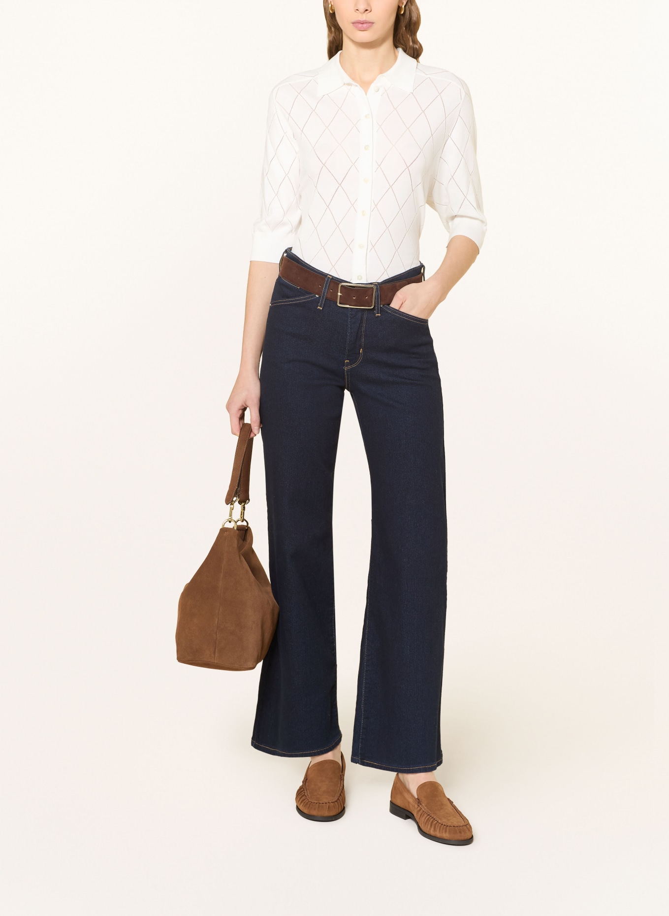 REPEAT Pletené polo tričko: BÍLÁ