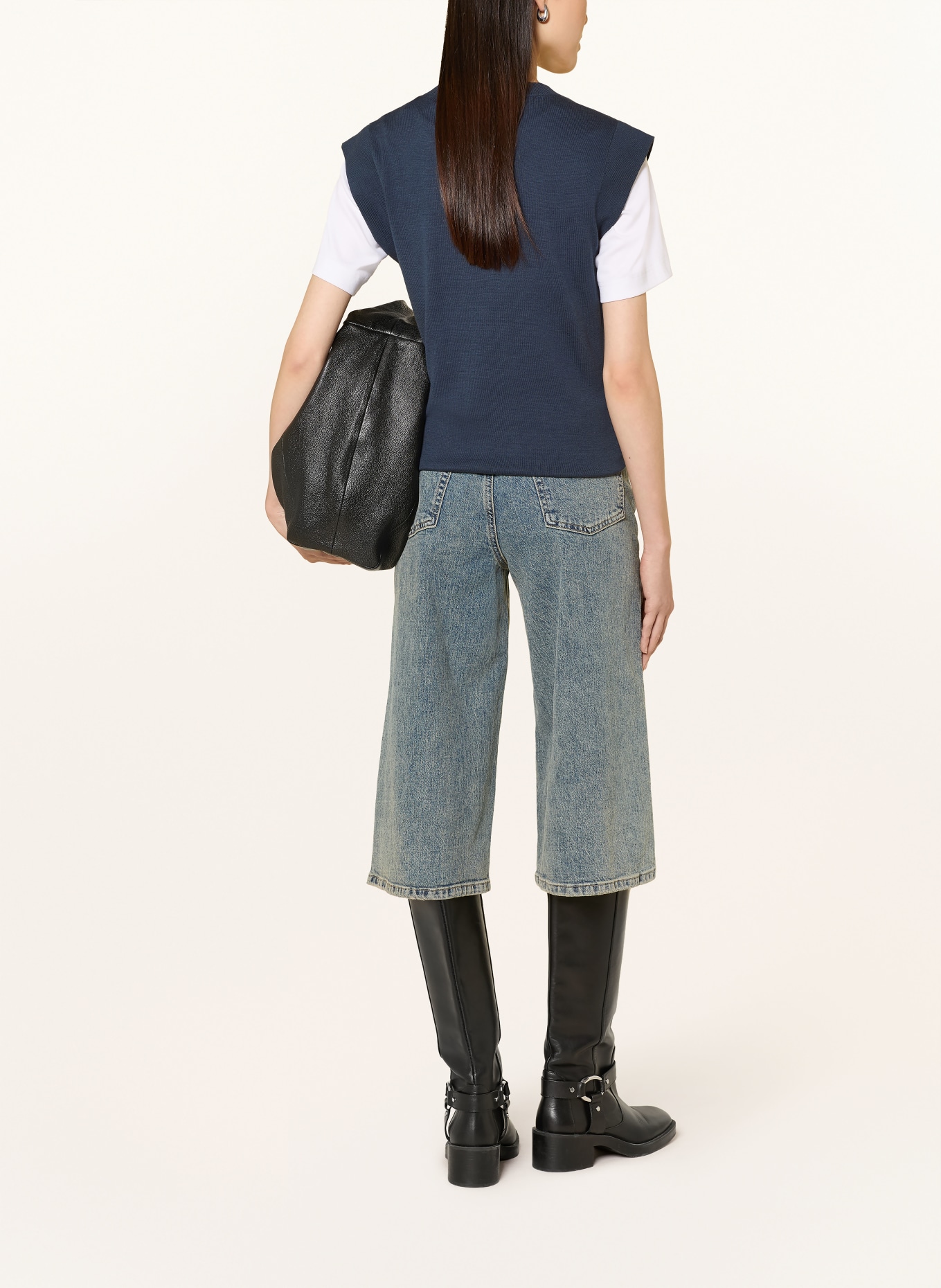 REPEAT pletený top: TMAVĚ MODRÁ