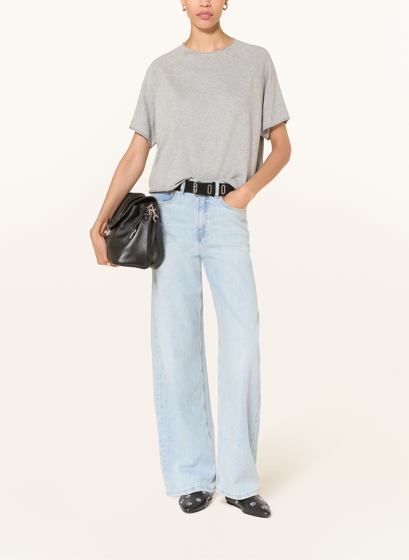 DRYKORN Pletené tričko MOENY: ŠEDÁ