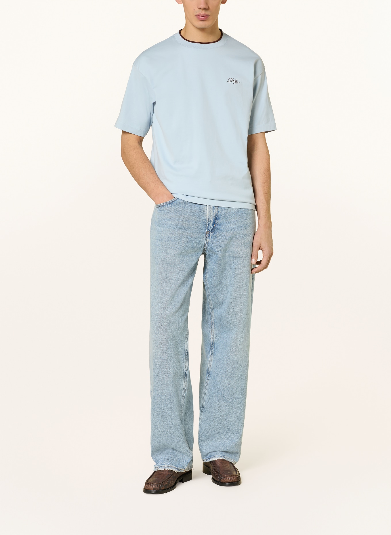 DRÔLE DE MONSIEUR T-Shirt DRÔLE BELISSIMA: HELLBLAU / DUNKELBRAUN