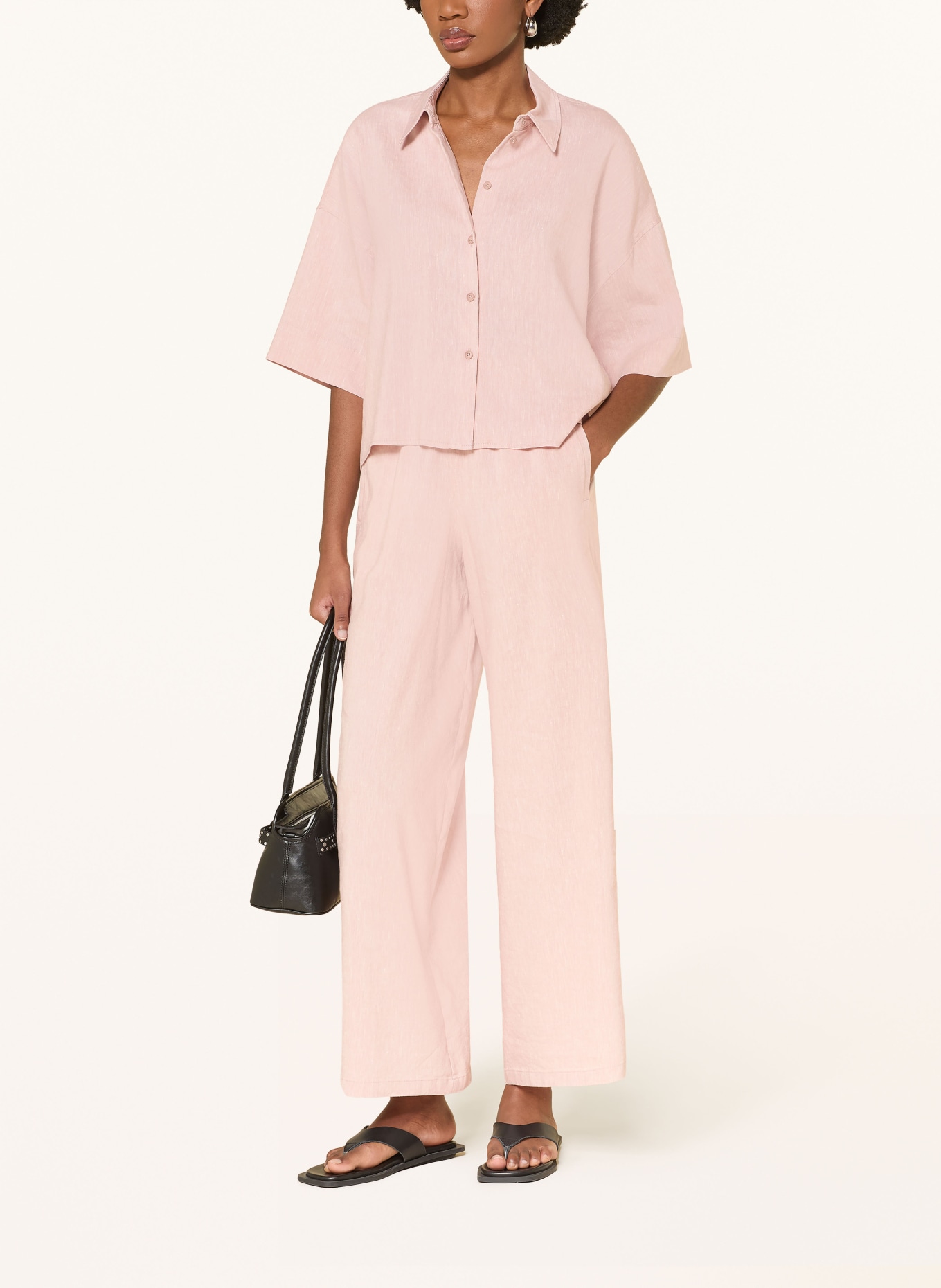 DRYKORN Kalhoty Marlene CEILING s lnem: SVĚTLE RŮŽOVÁ