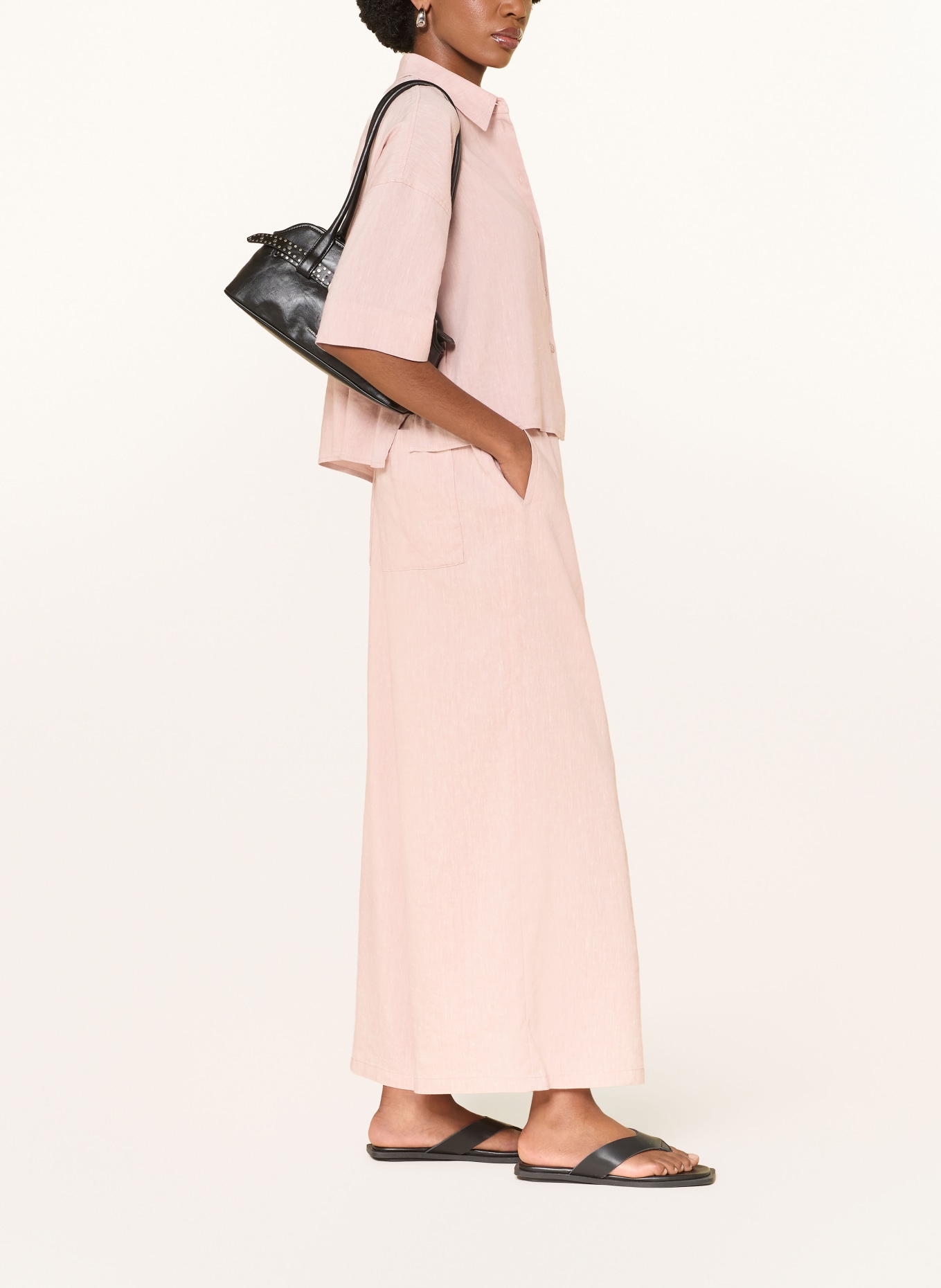 DRYKORN Kalhoty Marlene CEILING s lnem: SVĚTLE RŮŽOVÁ