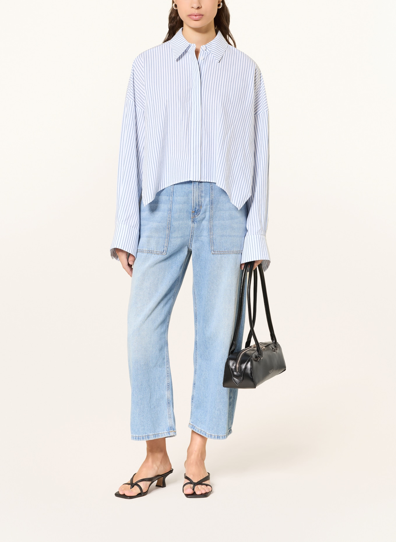 DRYKORN Hemdbluse OSHIA: WEISS / HELLBLAU / DUNKELBLAU