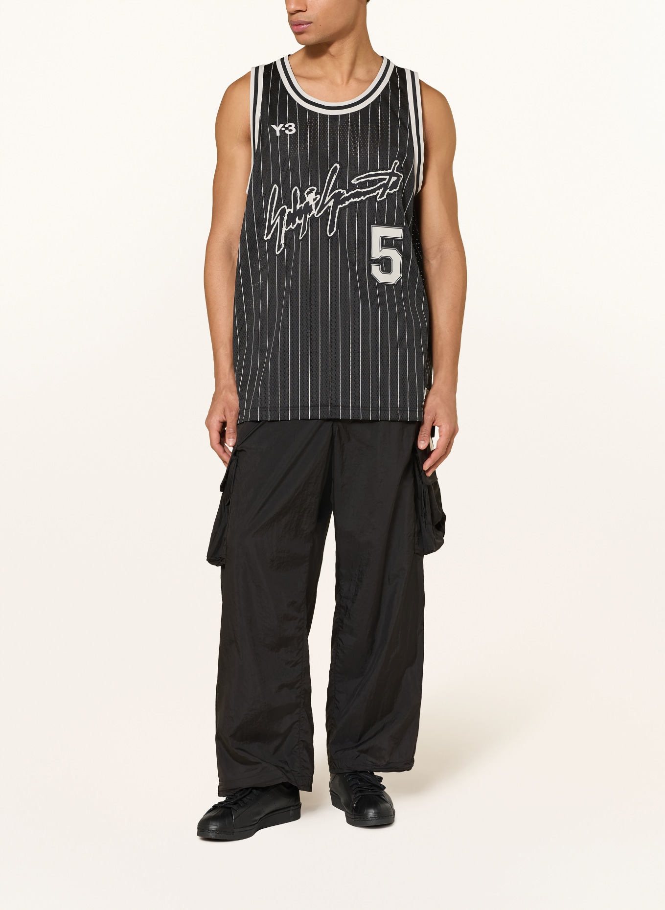 Y-3 ANTHONY EDWARDS mesh tank top: BLACK / LIGHT GRAY