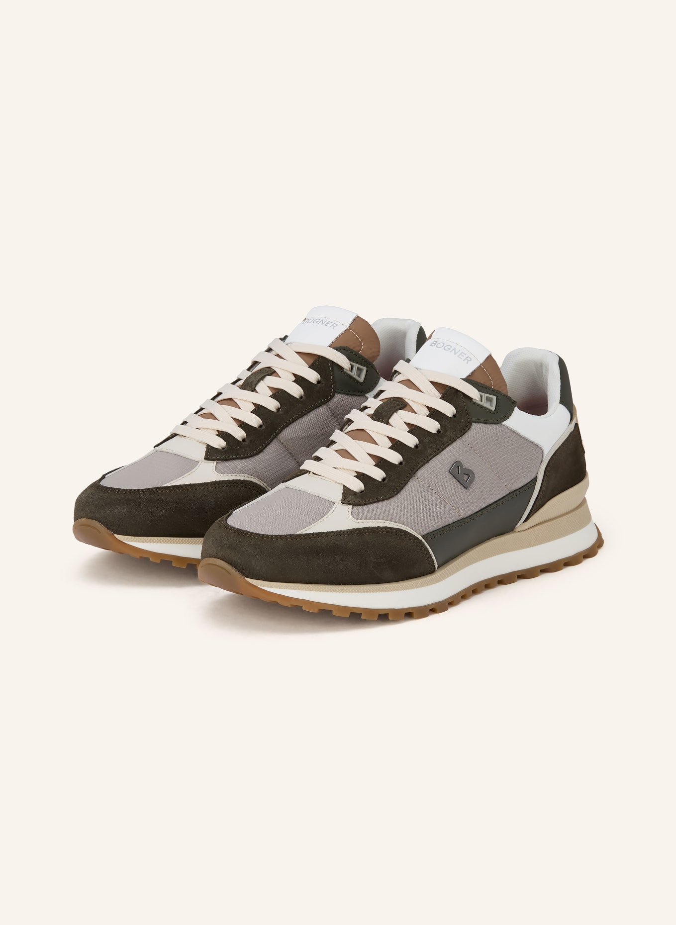 BOGNER NEWPORT sneaker: OLIVE / BEIGE / LIGHT GRAY