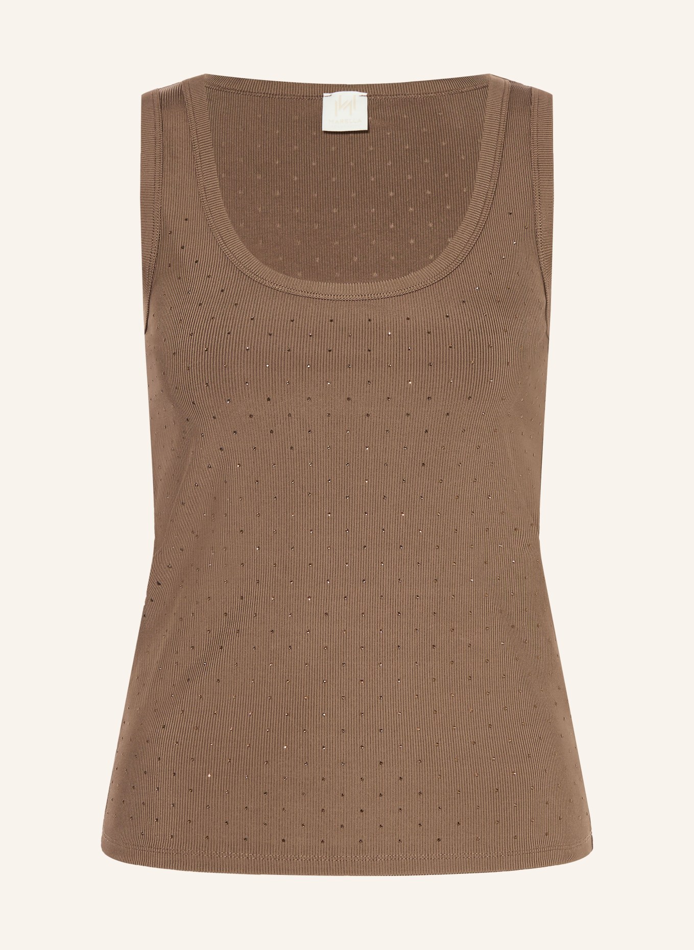 MARELLA Top mit Schmucksteinen: BRAUN