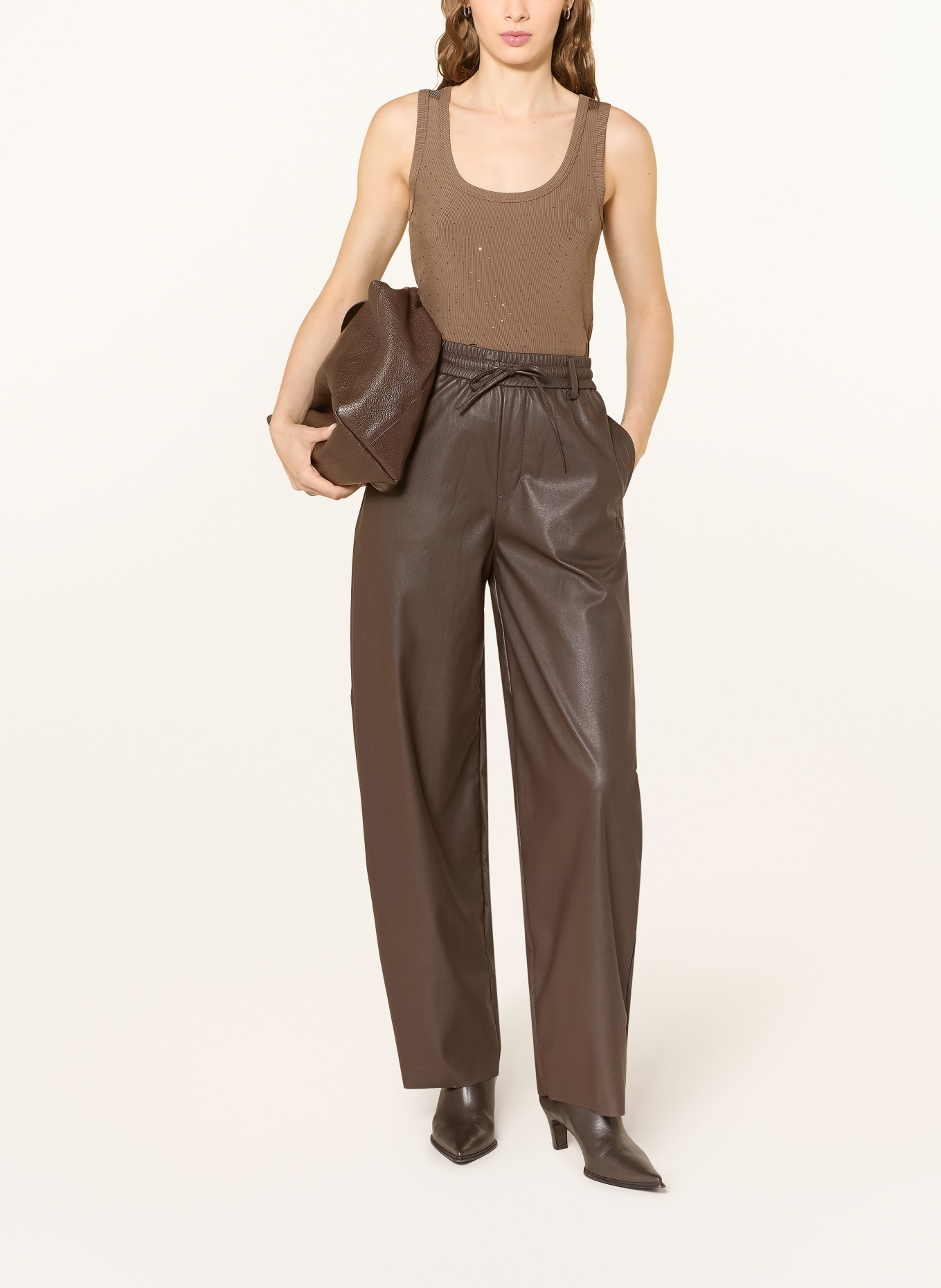 MARELLA Top mit Schmucksteinen: BRAUN