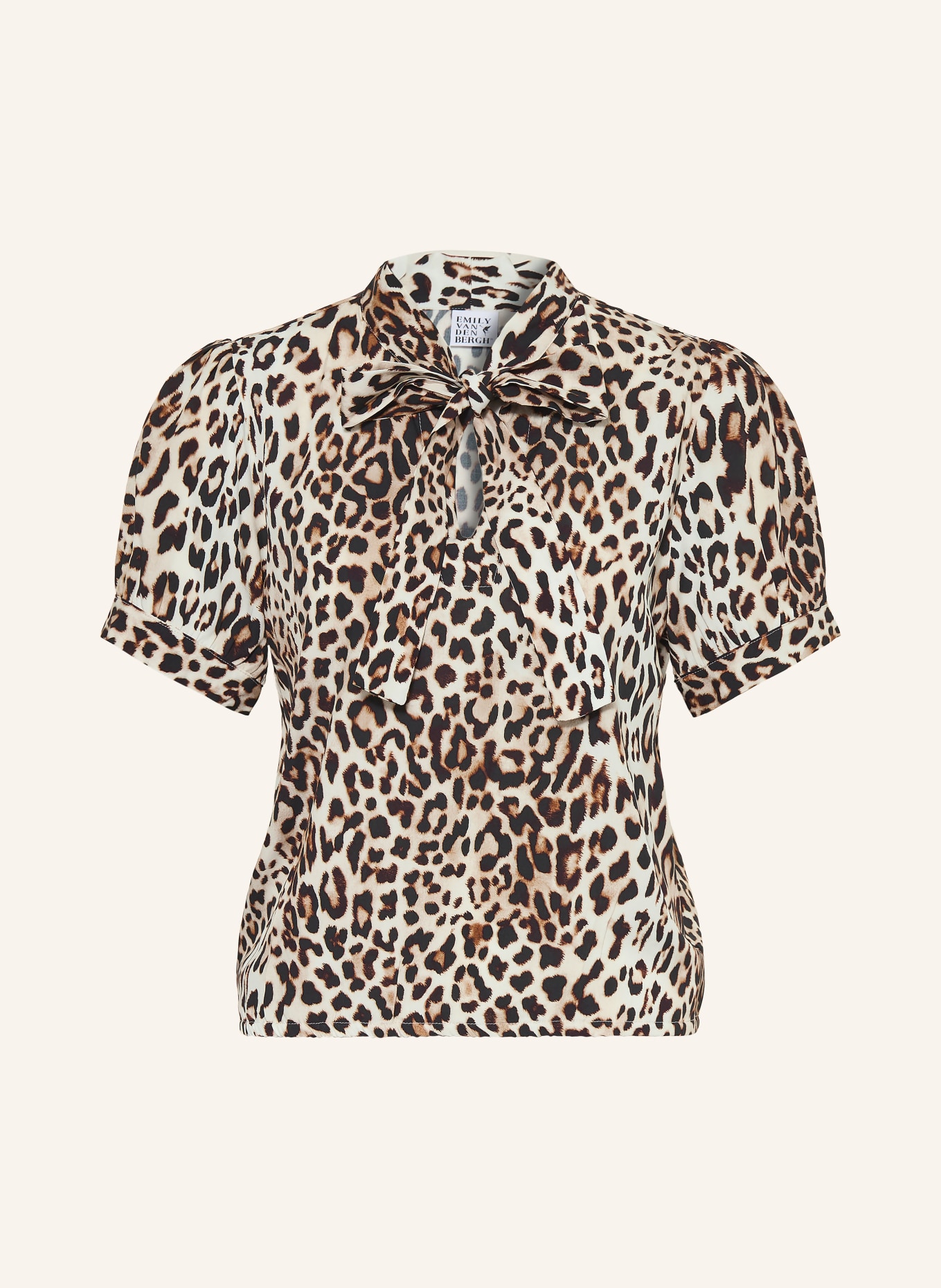 Emily VAN DEN BERGH bow blouse: BEIGE / COGNAC / DARK BROWN