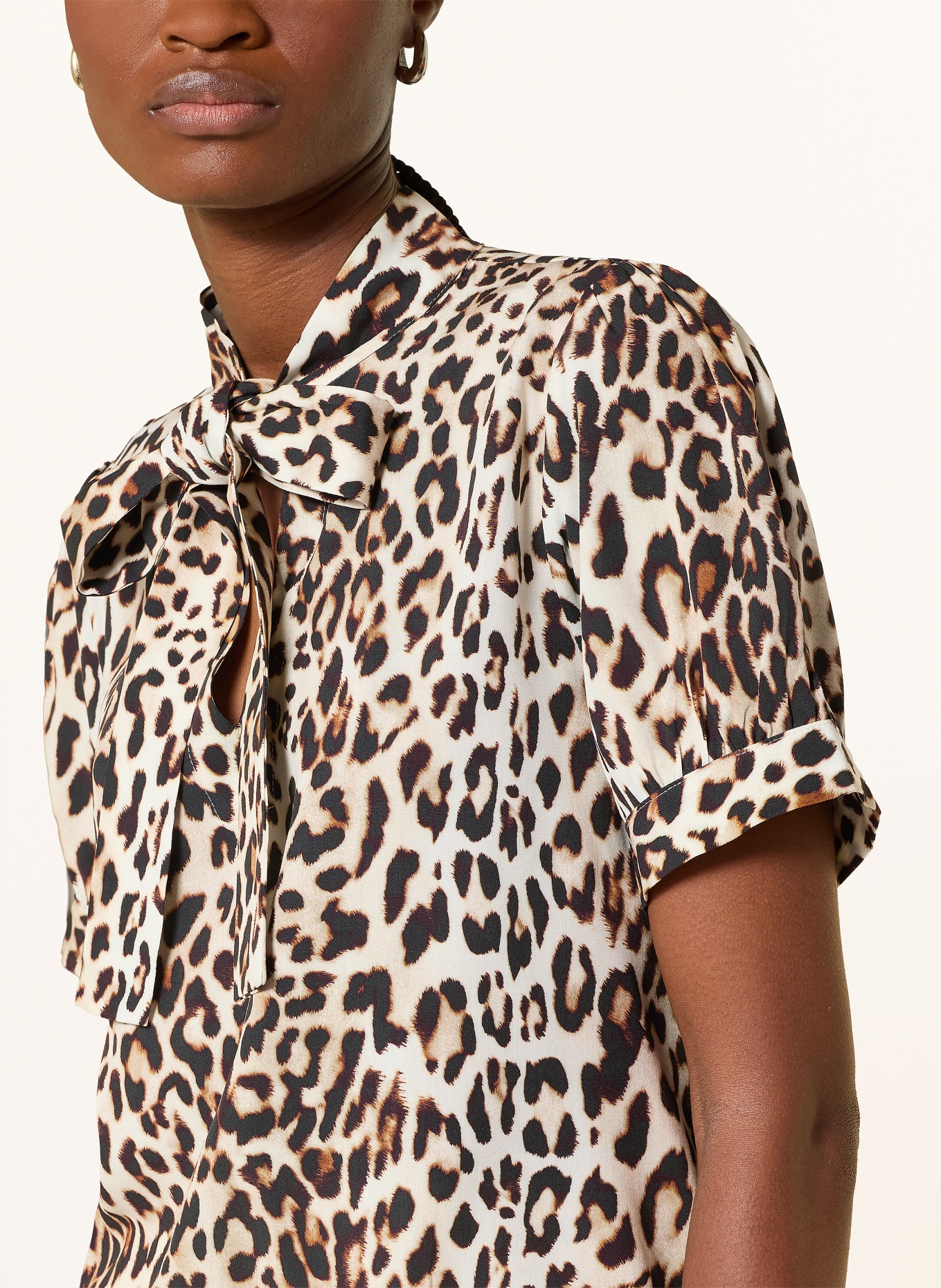 Emily VAN DEN BERGH bow blouse: BEIGE / COGNAC / DARK BROWN