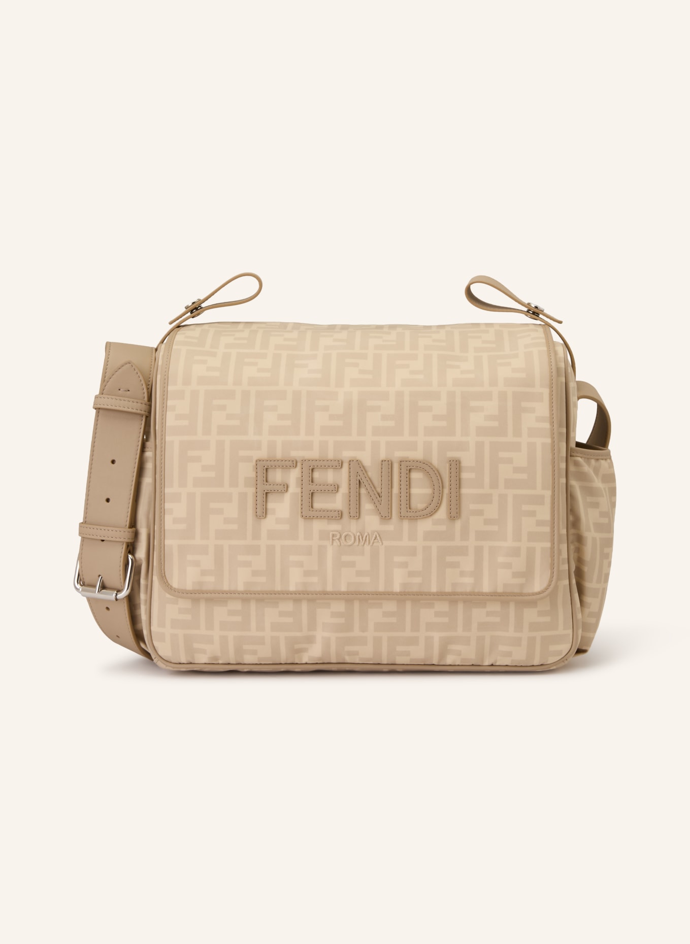 FENDI Wickeltasche: BEIGE / SILBER / CREME