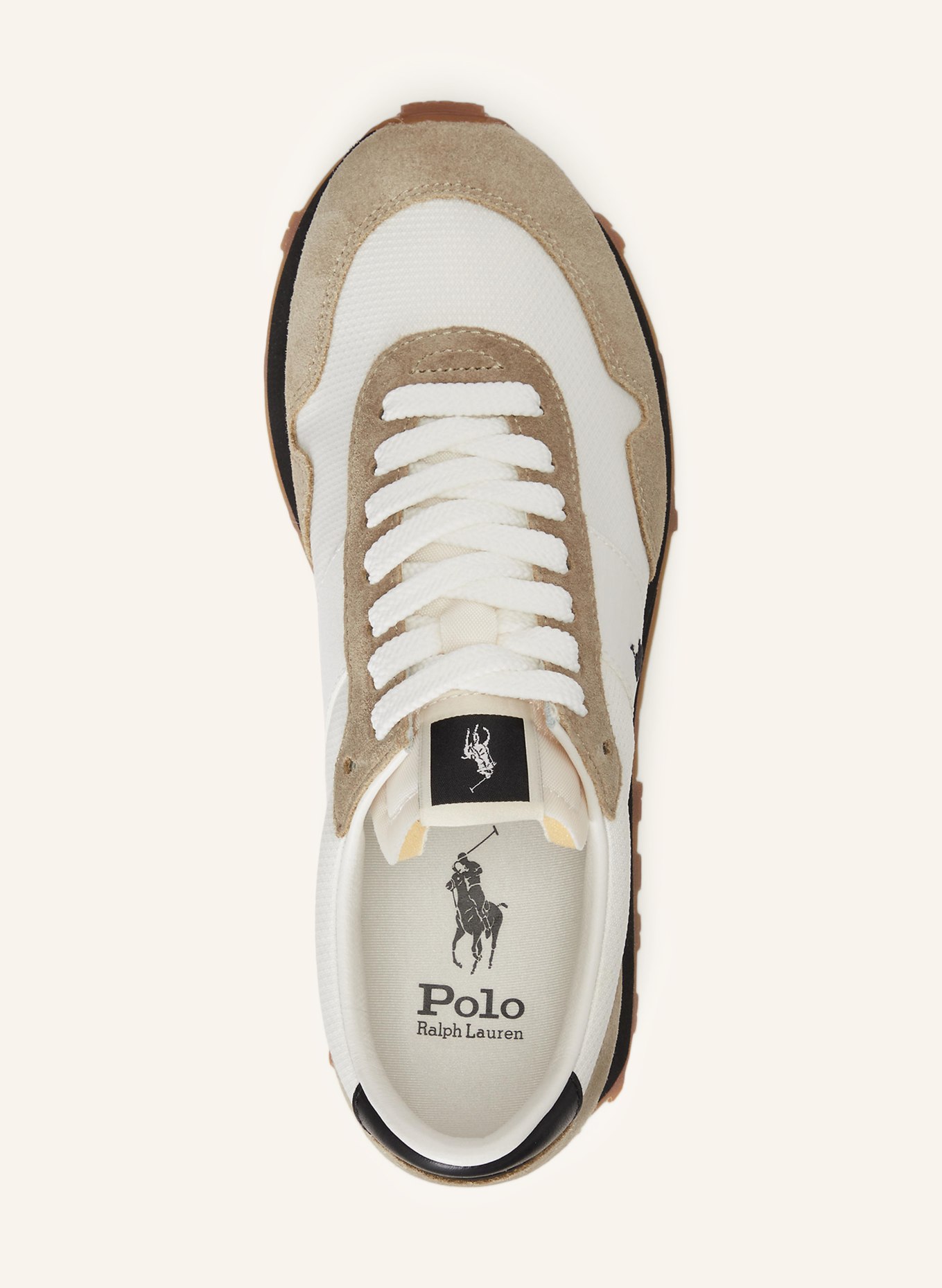 POLO RALPH LAUREN tenisky: BÍLÁ / BÉŽOVÁ / ČERNÁ