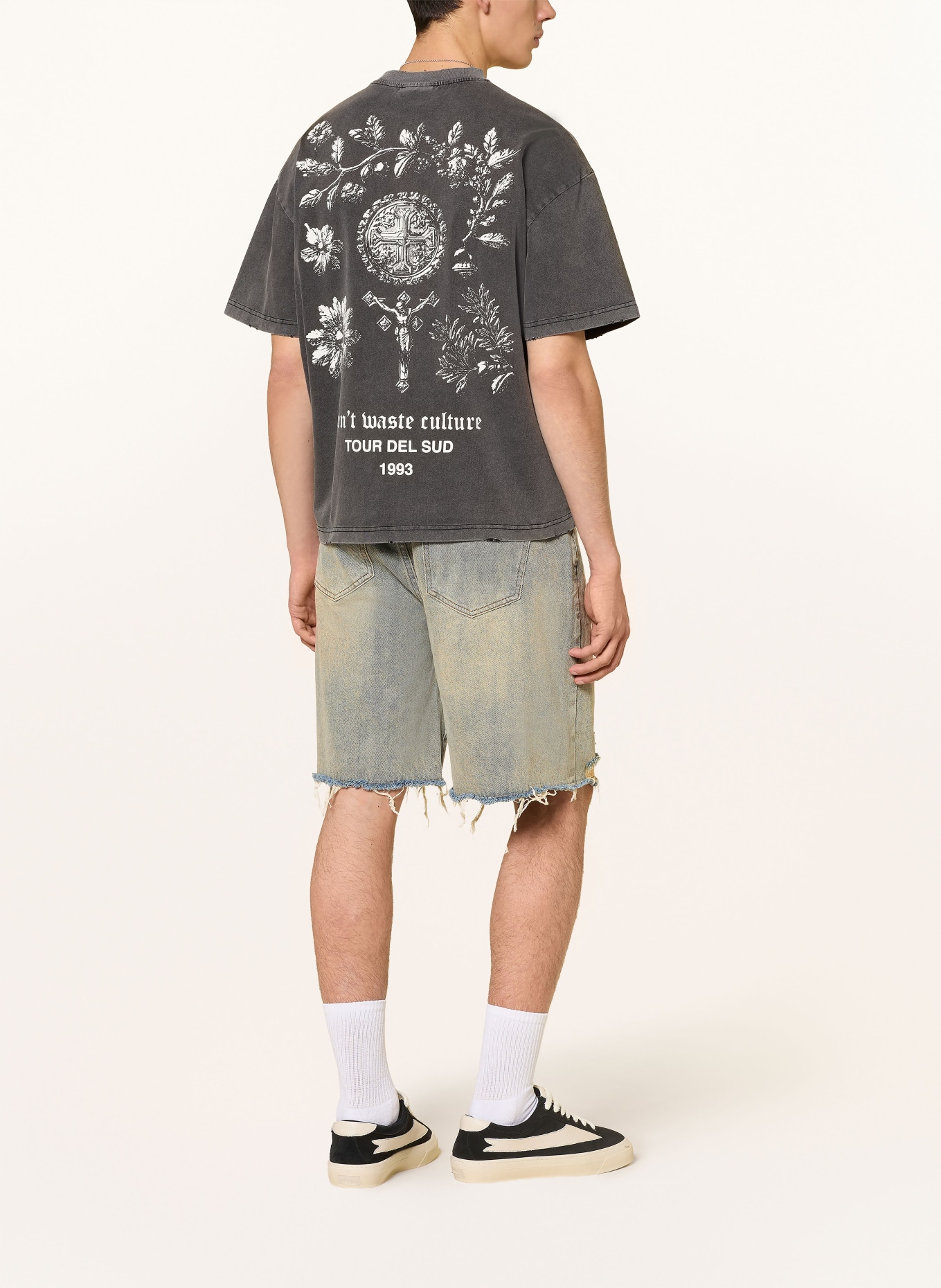 don't waste culture T-shirt OLIVINNE: GRIS / BLANC