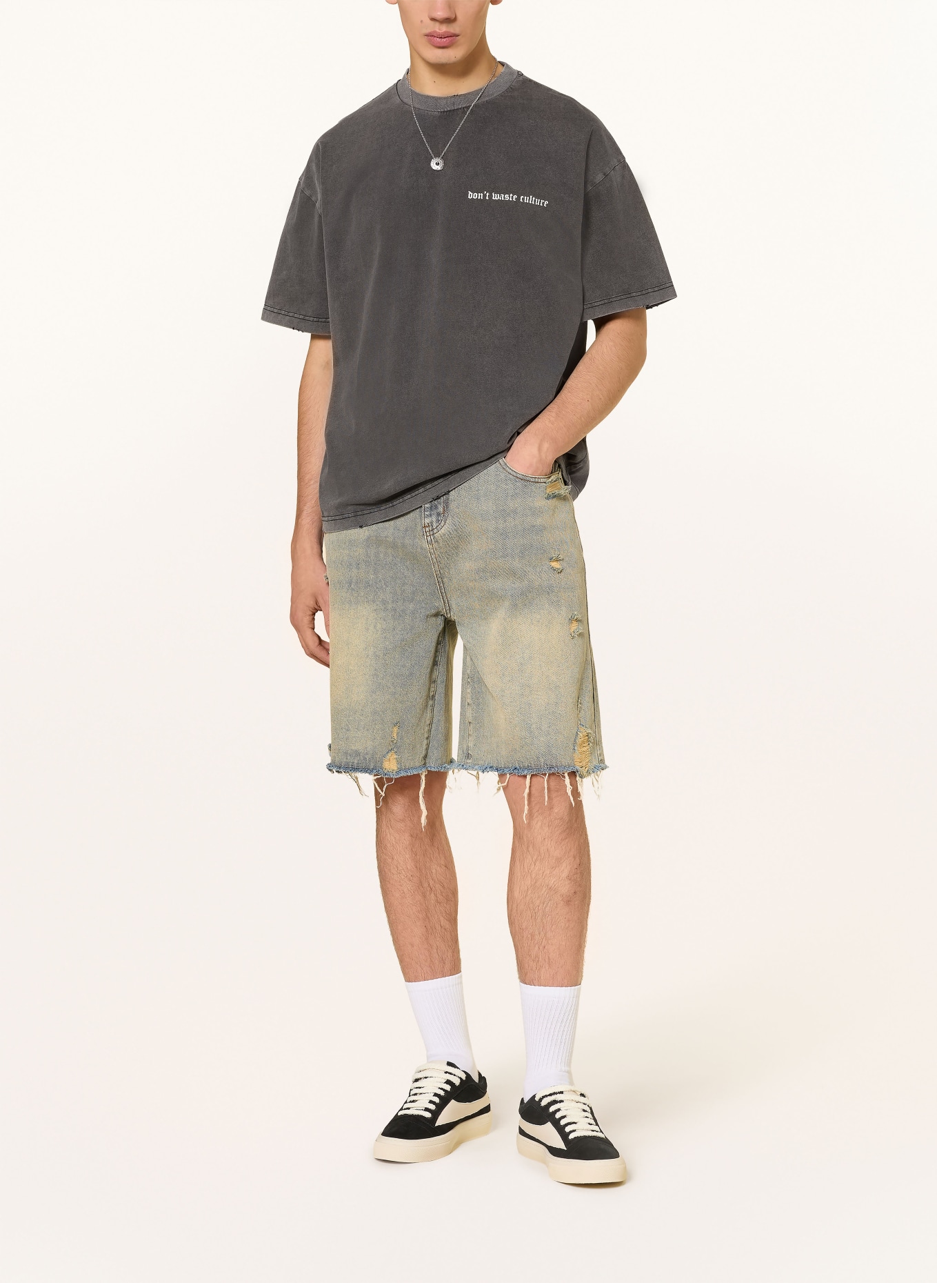 don't waste culture T-shirt OLIVINNE: GRIS / BLANC