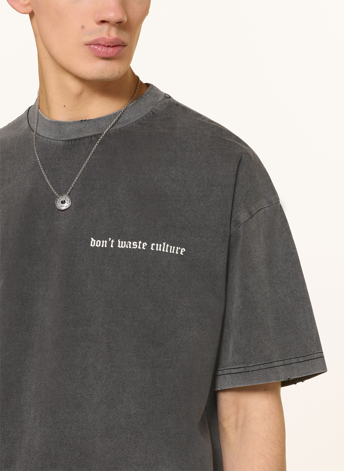 don't waste culture T-shirt OLIVINNE: GRIS / BLANC
