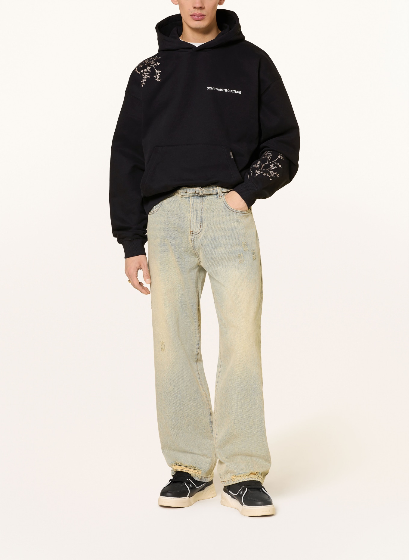 don't waste culture Sweat à capuche KOHANAE: NOIR / CRÈME