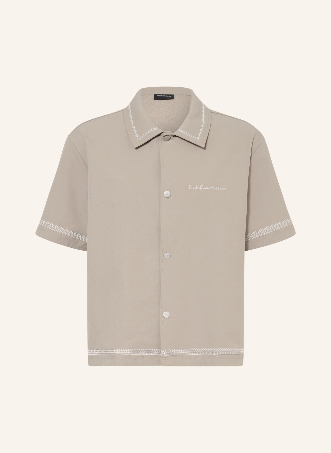 don't waste culture Chemise à manches courtes BENOKA Comfort Fit: TAUPE / BLANC