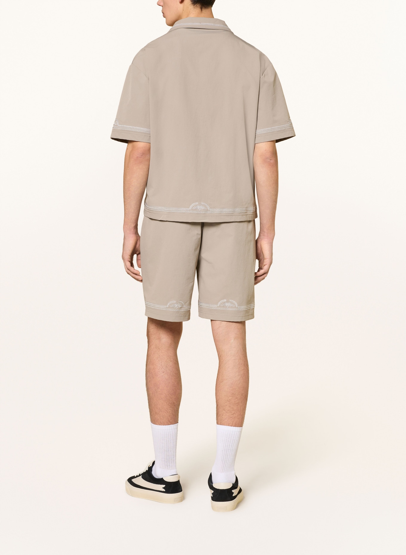 don't waste culture Chemise à manches courtes BENOKA Comfort Fit: TAUPE / BLANC