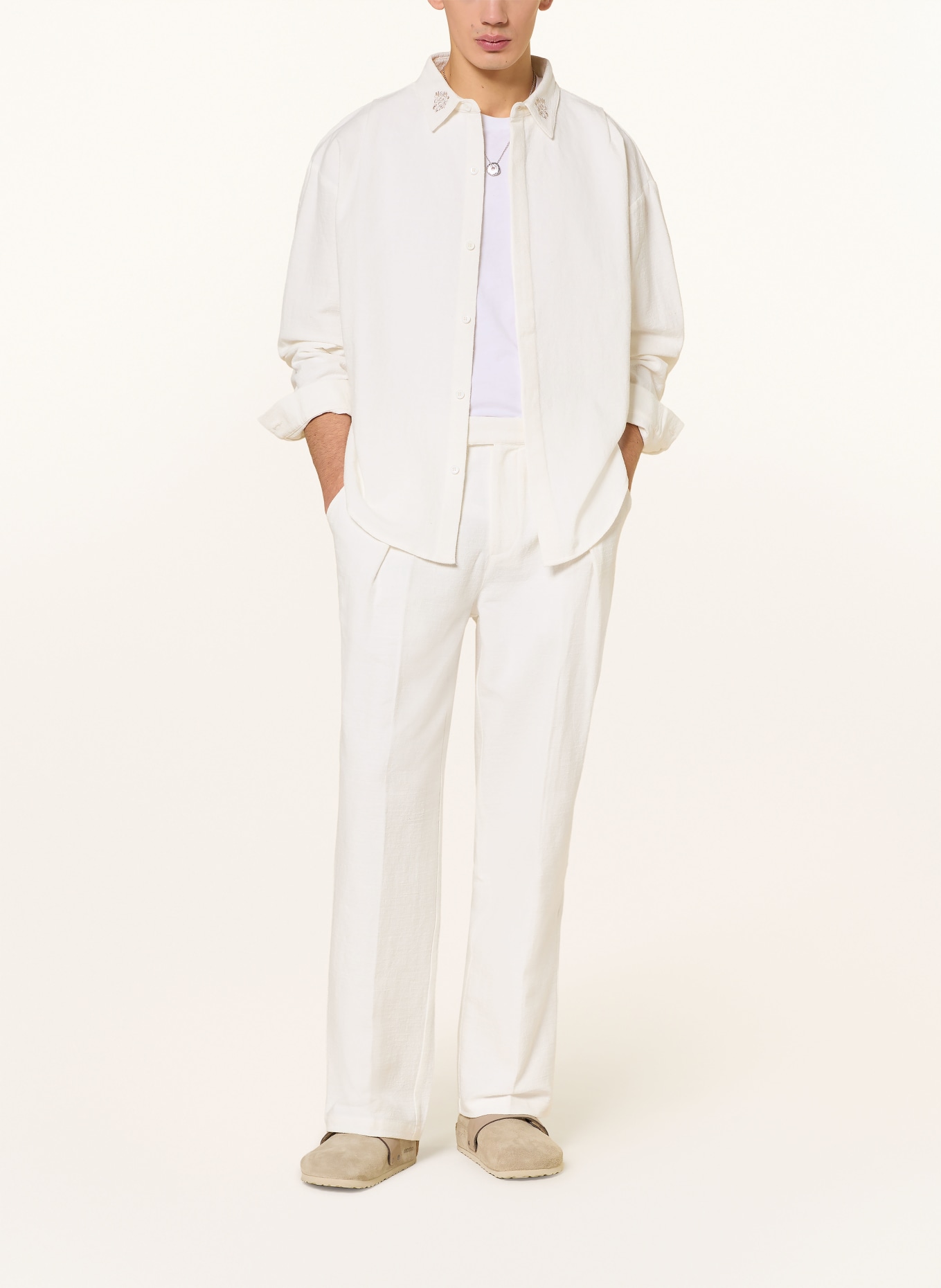 don't waste culture ALURETTE Regular Fit pants with linen: WHITE