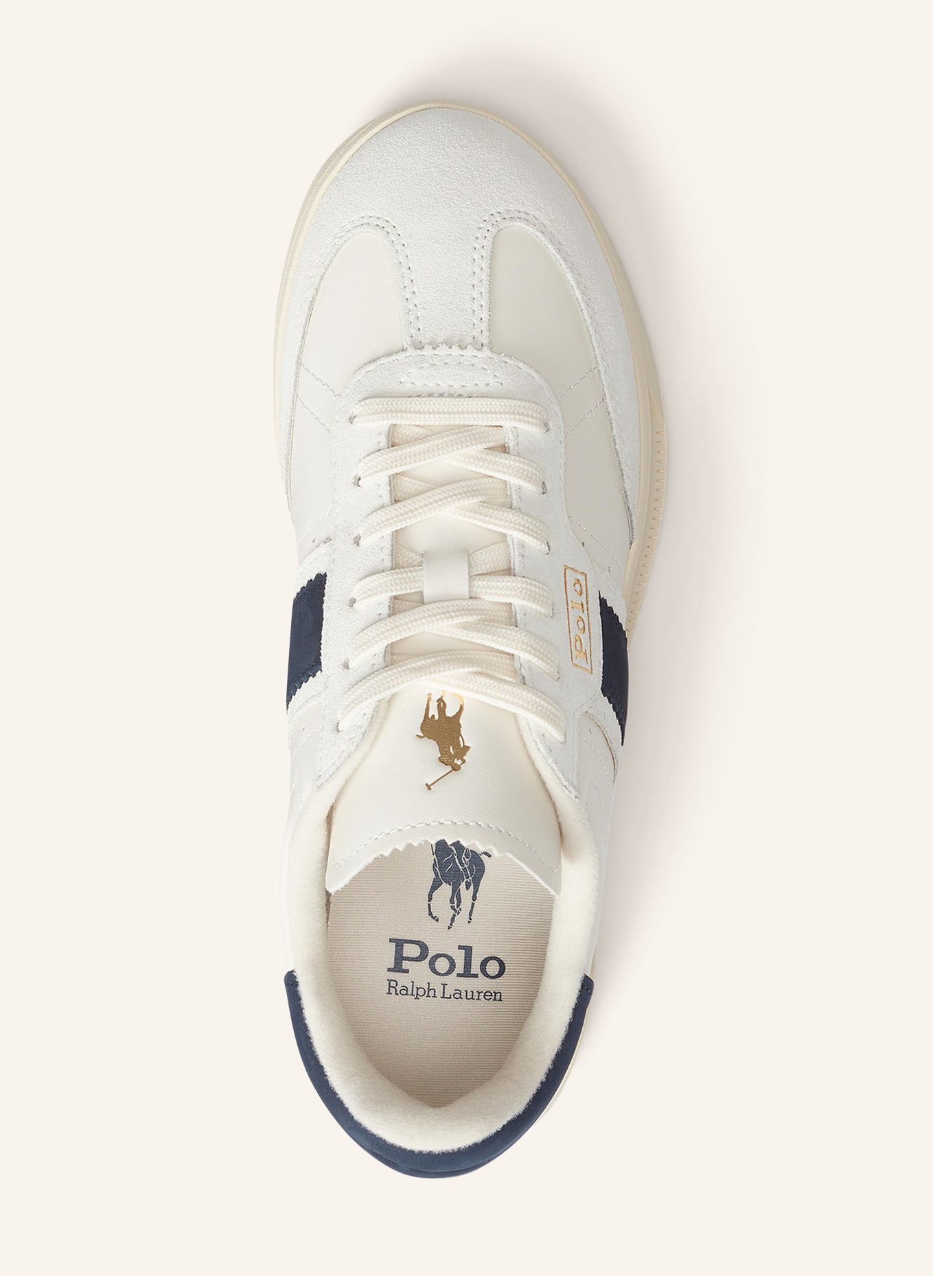 POLO RALPH LAUREN sneaker: WHITE / LIGHT GRAY / DARK BLUE