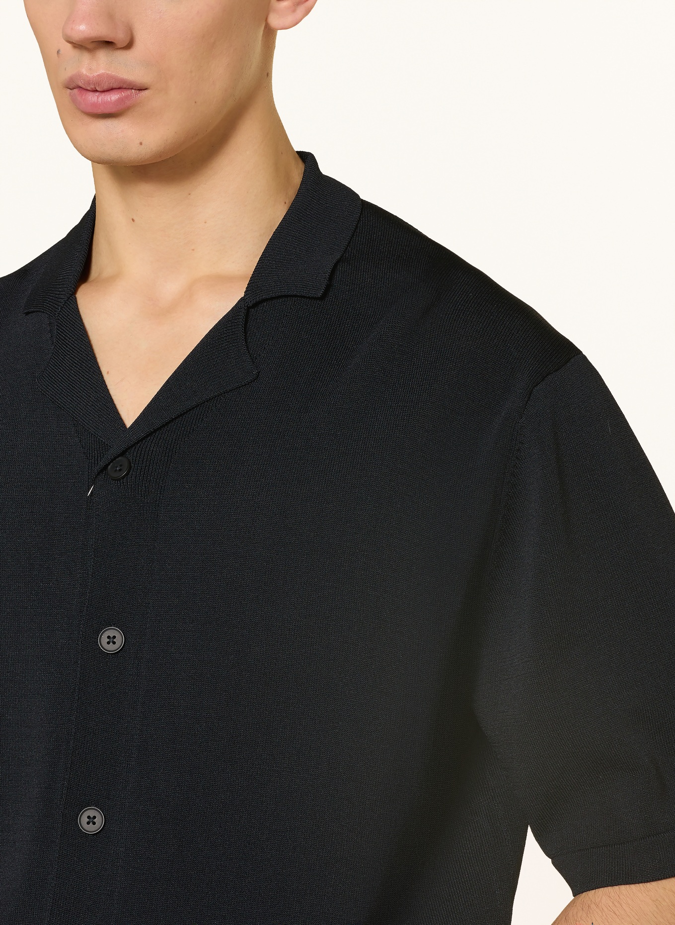 studio seidensticker Strickhemd Regular Fit: SCHWARZ