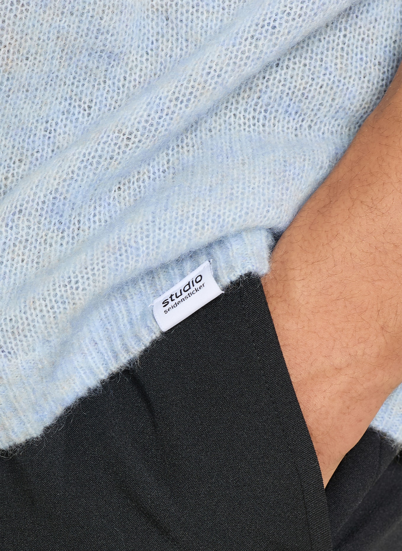 studio seidensticker Pletené tričko z mohéru: TMAVĚ MODRÁ