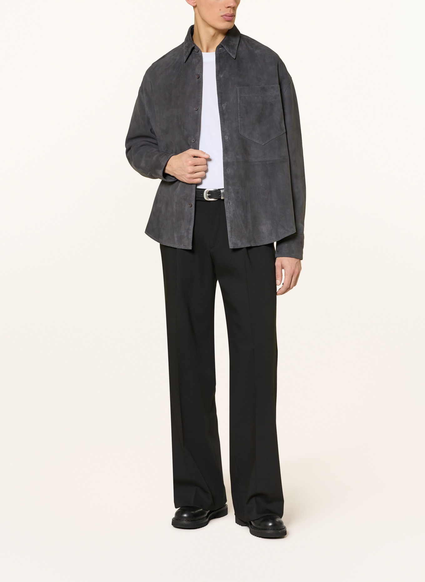 studio seidensticker Kožená bunda STUDIO: TMAVĚ ŠEDÁ