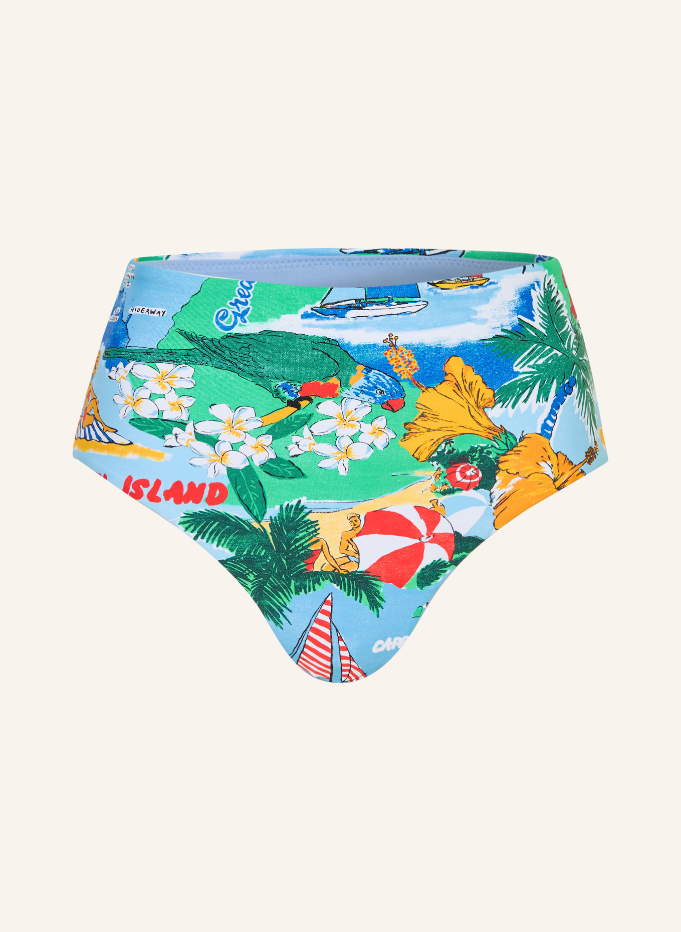 SEAFOLLY High-waisted bikini bottoms VIVA VACATION: LIGHT BLUE / ORANGE / GREEN