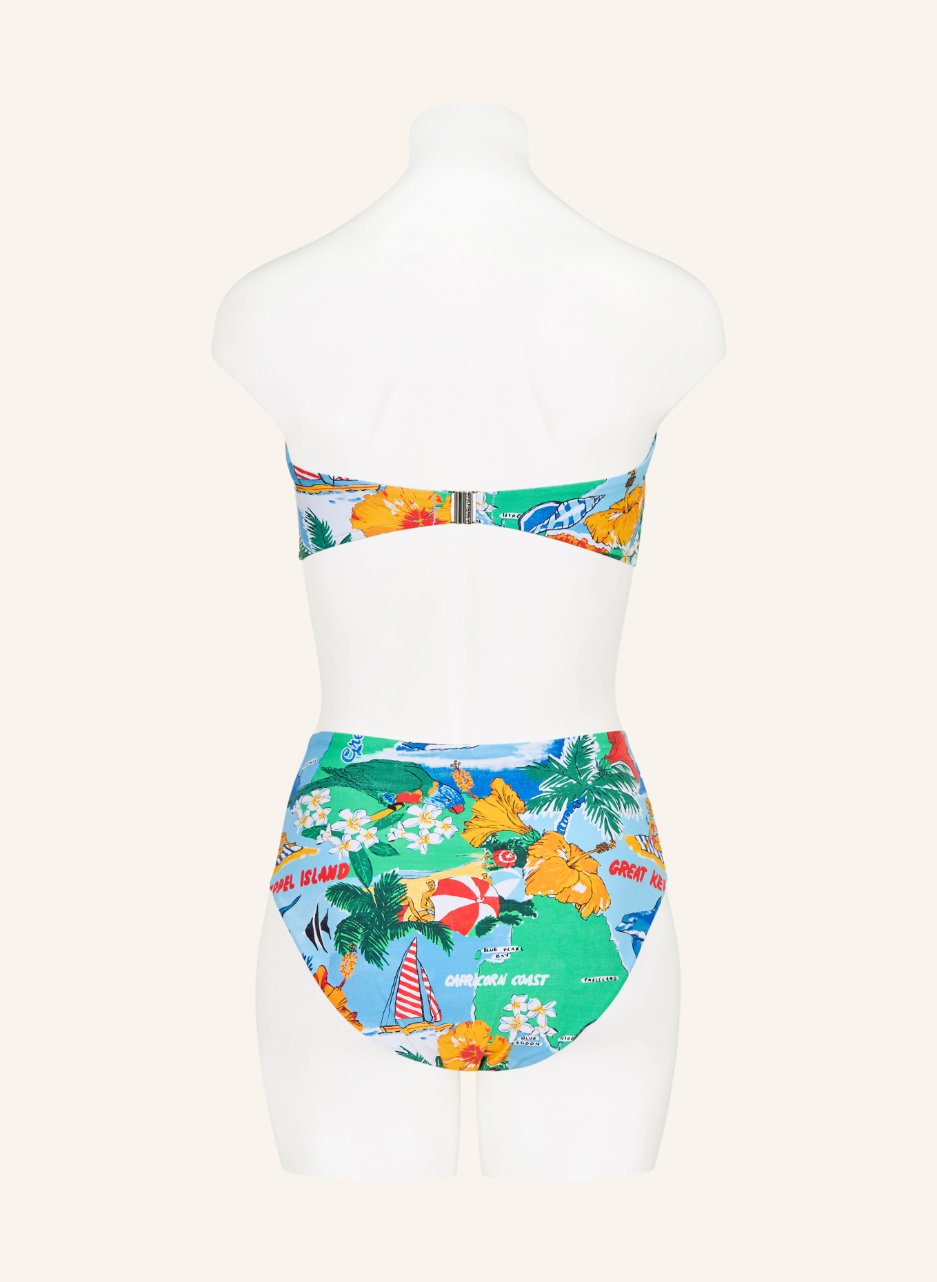 SEAFOLLY High-waisted bikini bottoms VIVA VACATION: LIGHT BLUE / ORANGE / GREEN