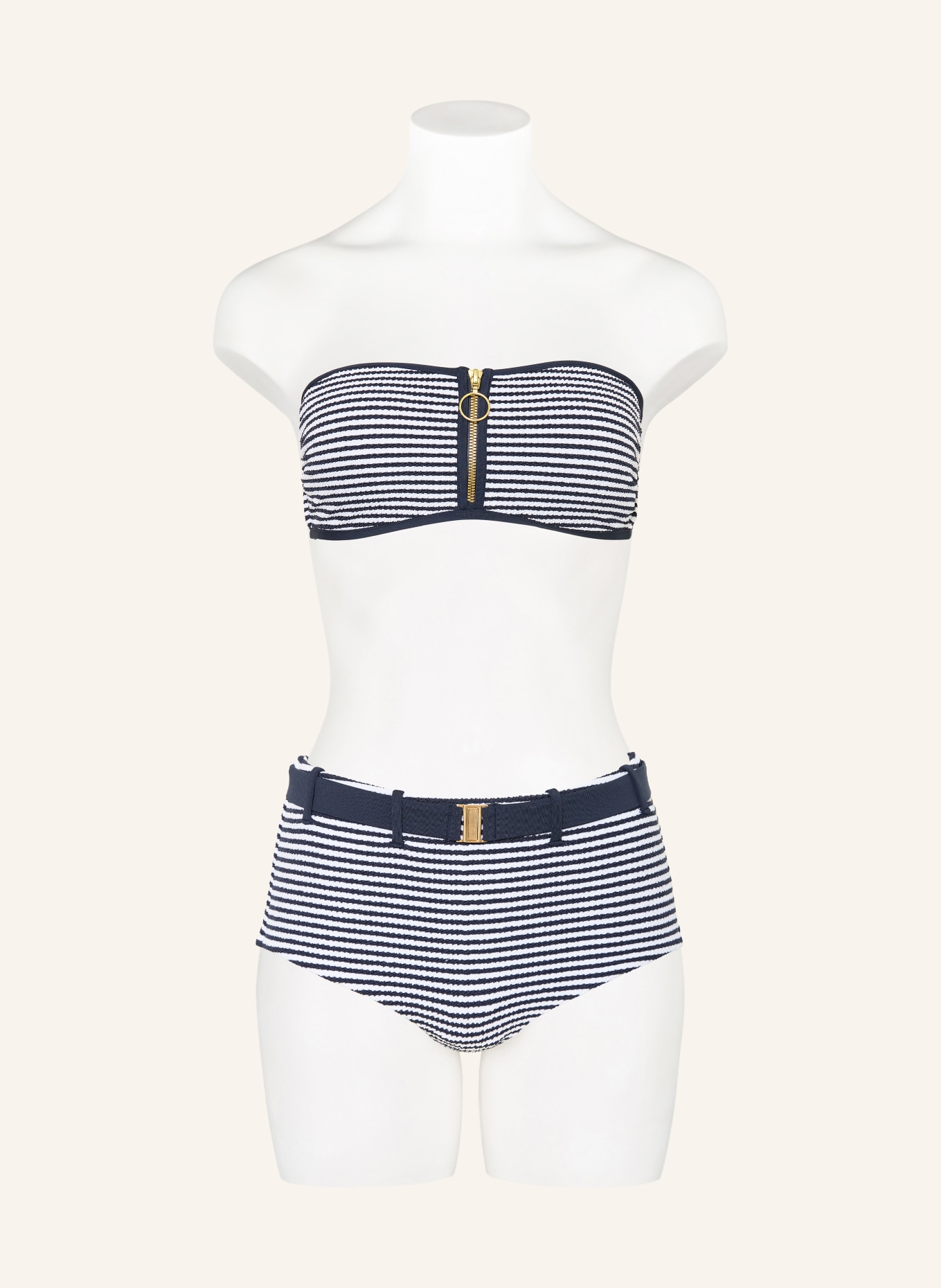 SEAFOLLY Culotte bikini CLUBHOUSE BELTED HOLLYWOOD: BLEU FONCÉ / BLANC