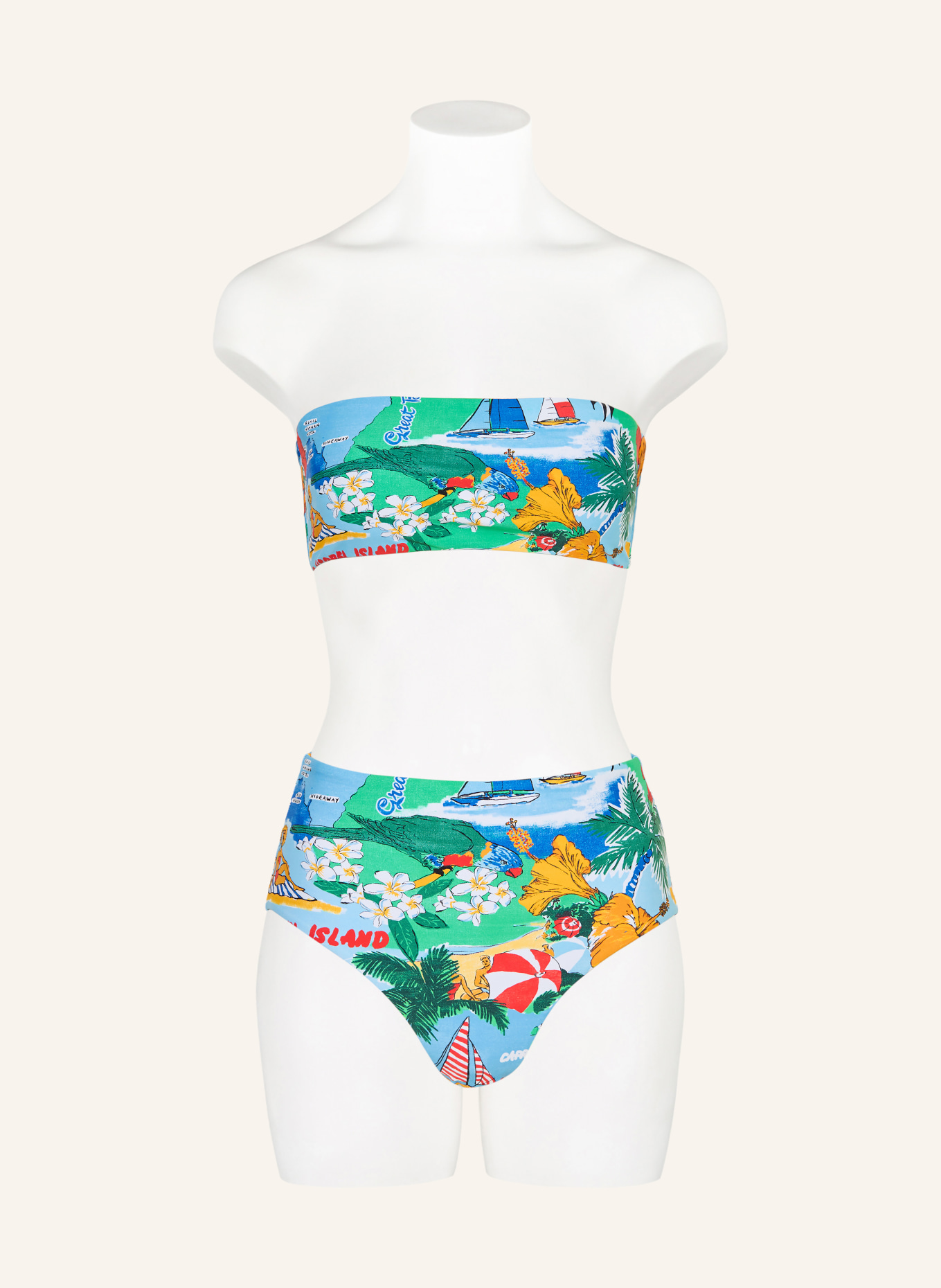 SEAFOLLY Bandeau bikiny VIVA VACATION: TMAVĚ MODRÁ / ORANŽOVÁ / ZELENÁ