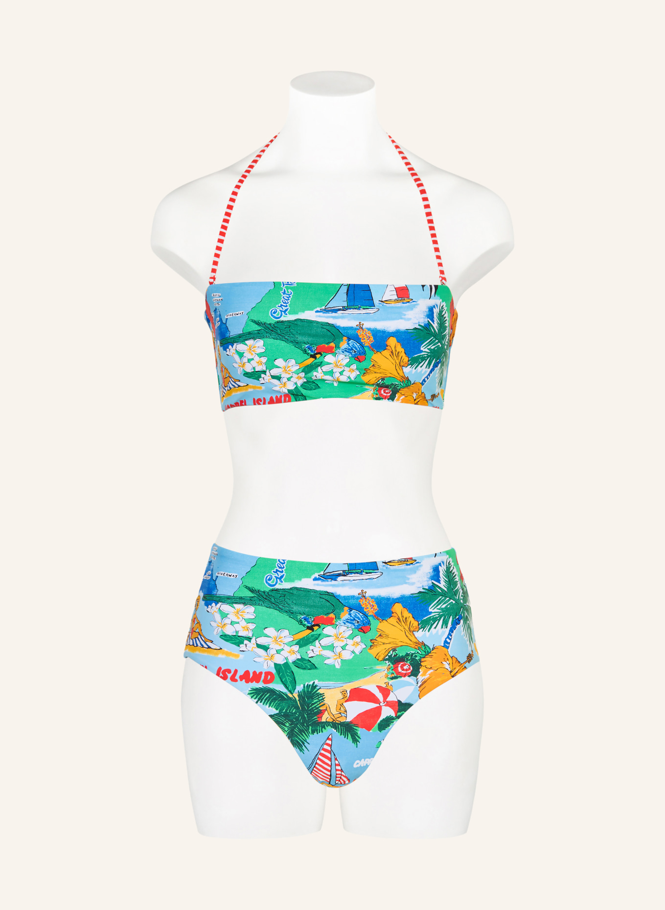 SEAFOLLY Bandeau bikiny VIVA VACATION: TMAVĚ MODRÁ / ORANŽOVÁ / ZELENÁ