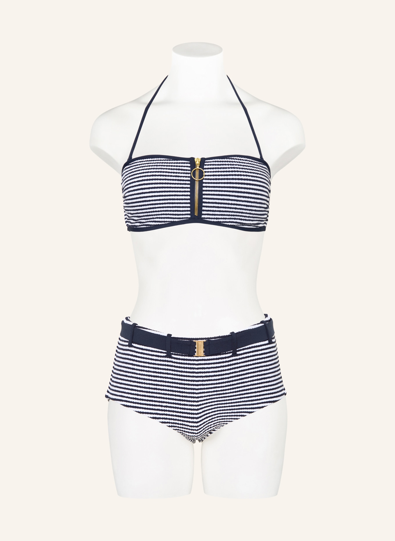 SEAFOLLY Haut de bikini bandeau CLUBHOUSE: BLEU FONCÉ / OR / BLANC